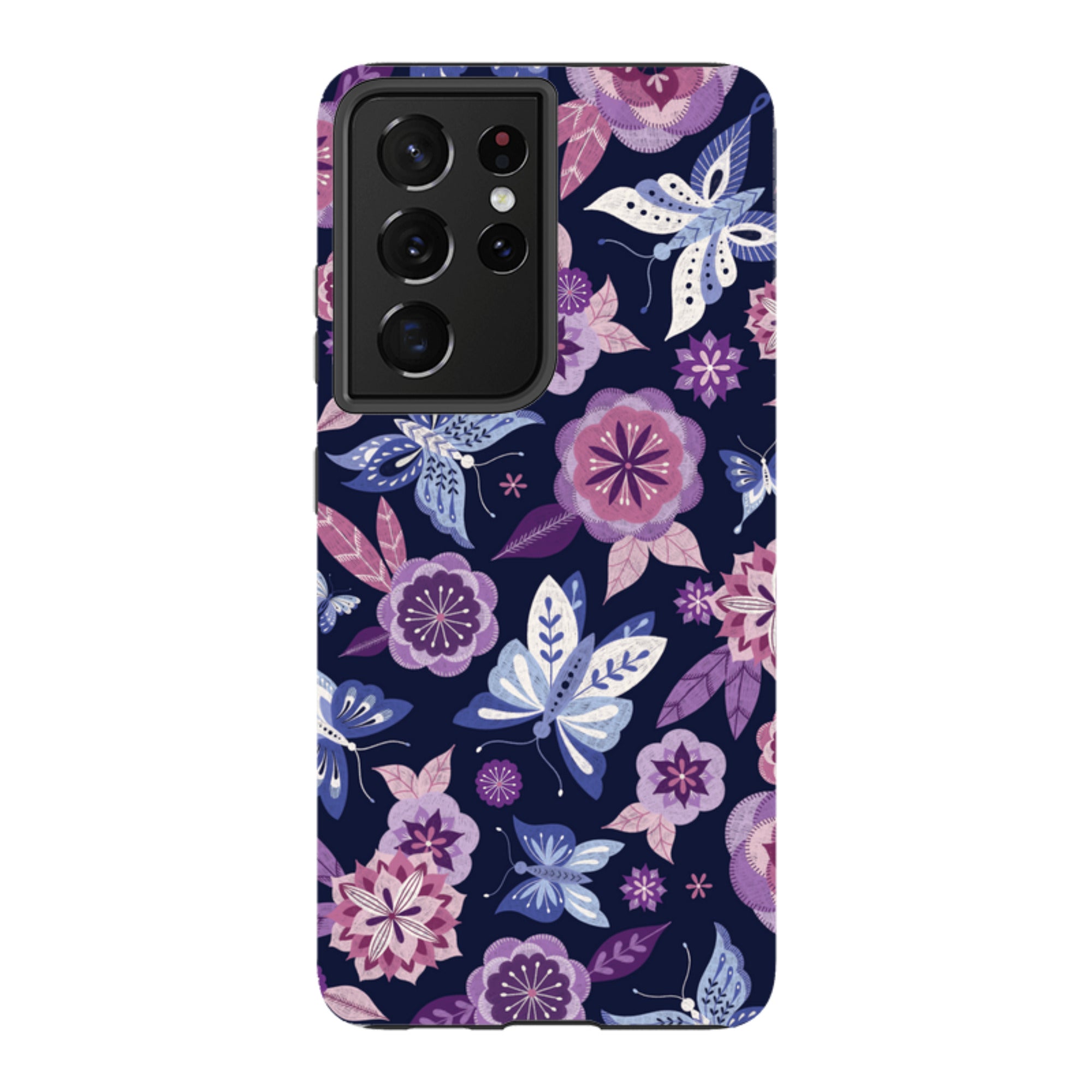 Samsung Tough Case - Butterfly Blooms Navy By Jenny Zemanek