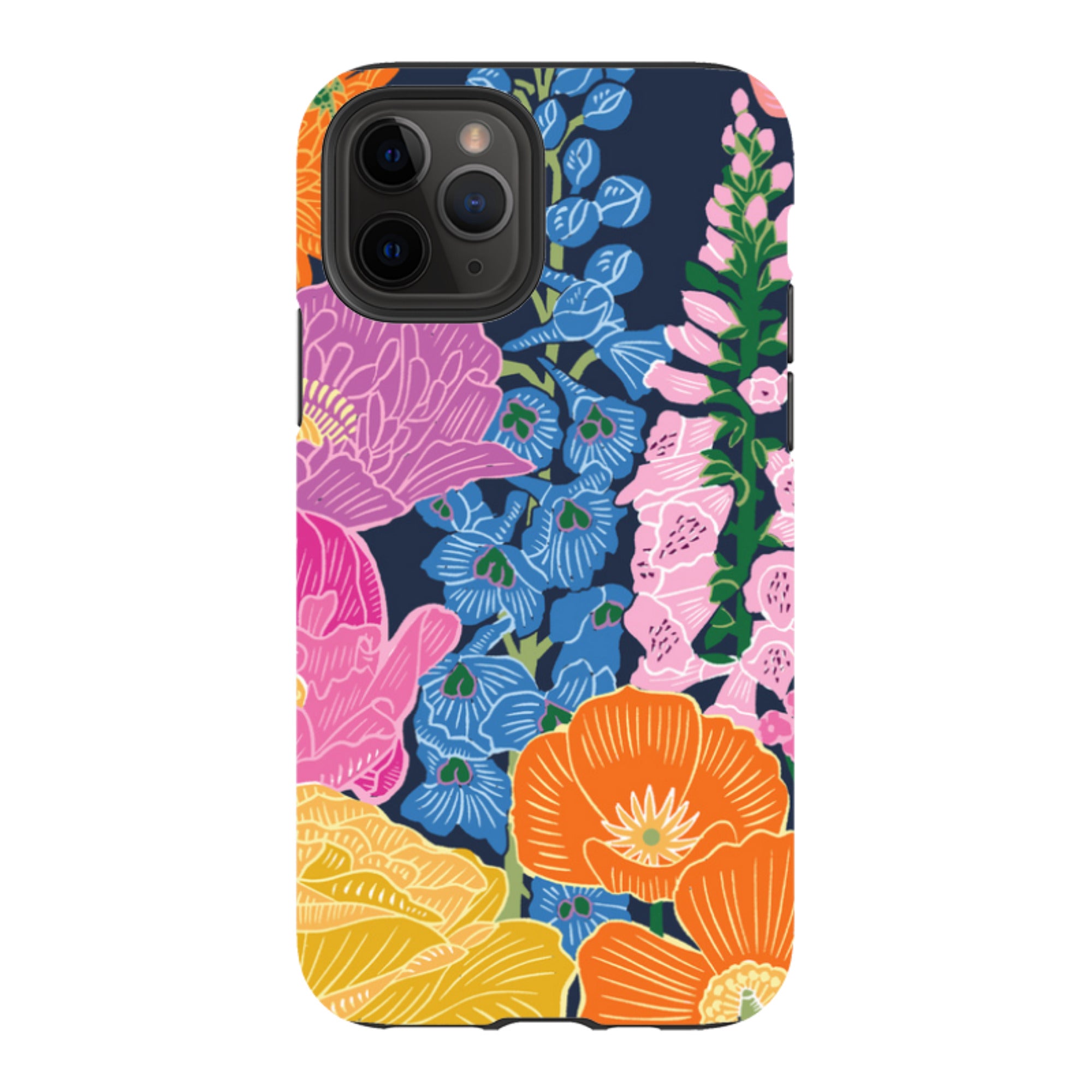 iPhone Tough Case - Flower Garden Navy By kate Heiss