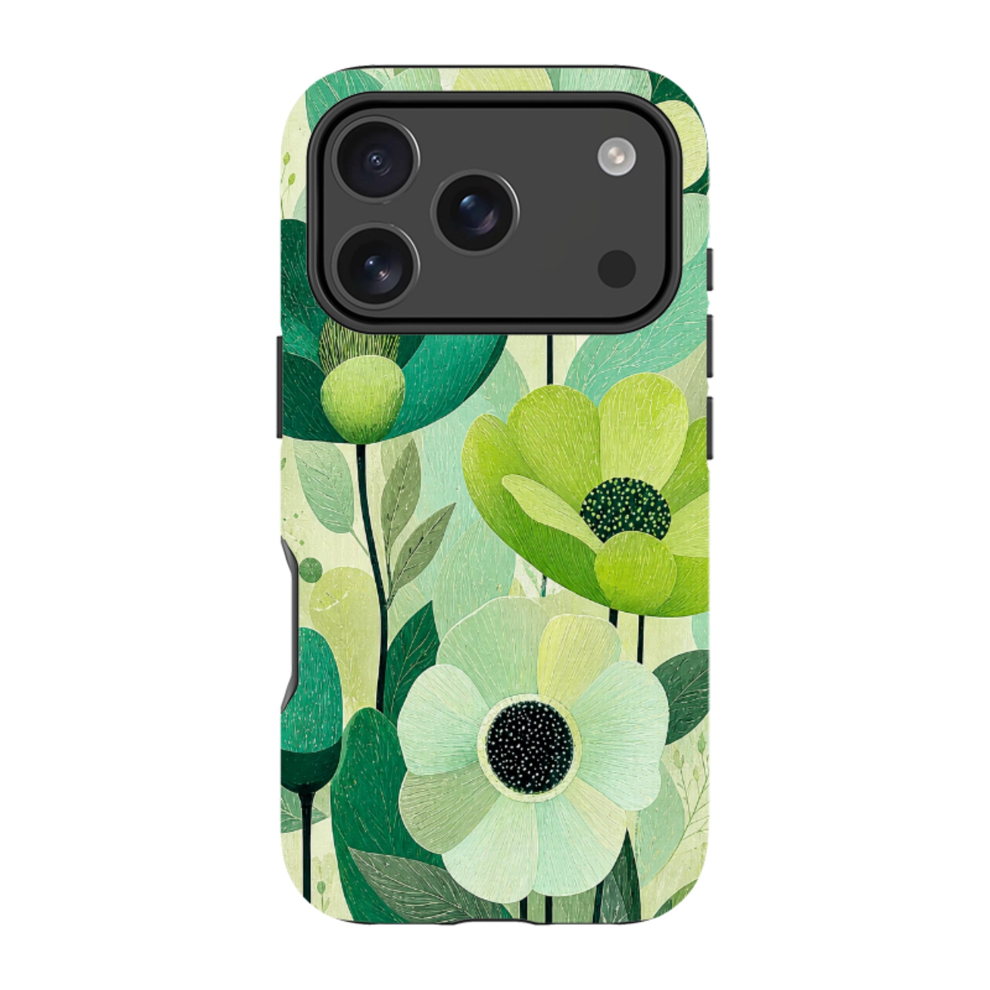 iPhone MagSafe Tough Case - Mint Woodgrain Floral