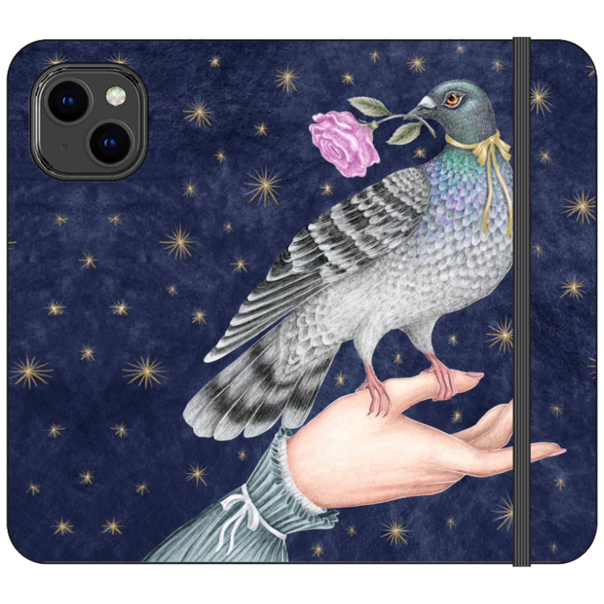 Pigeon With Rose Wallet Case By Catherine Rowe
