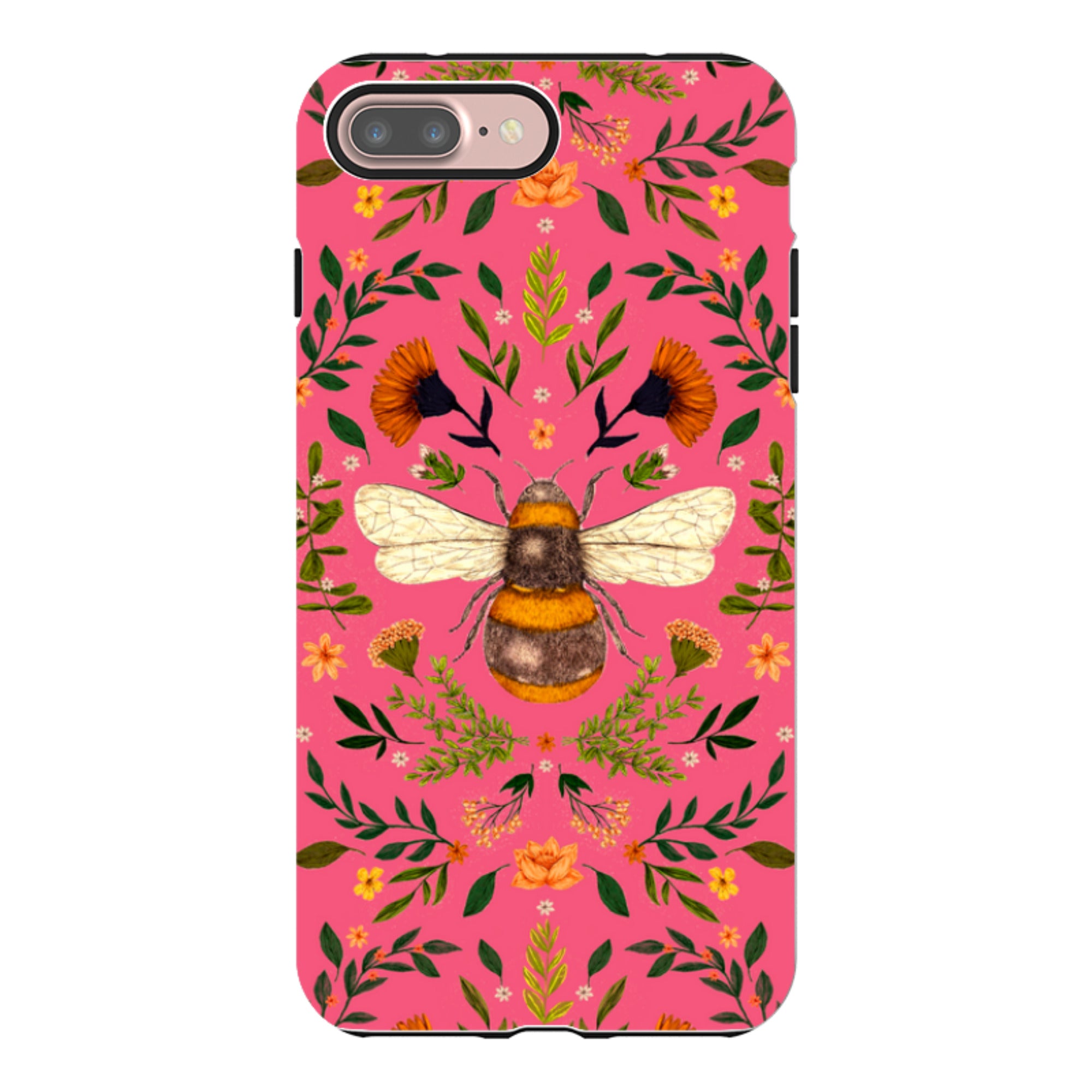 iPhone Tough Case - Botanical Bee Peach By Jade Mosinski