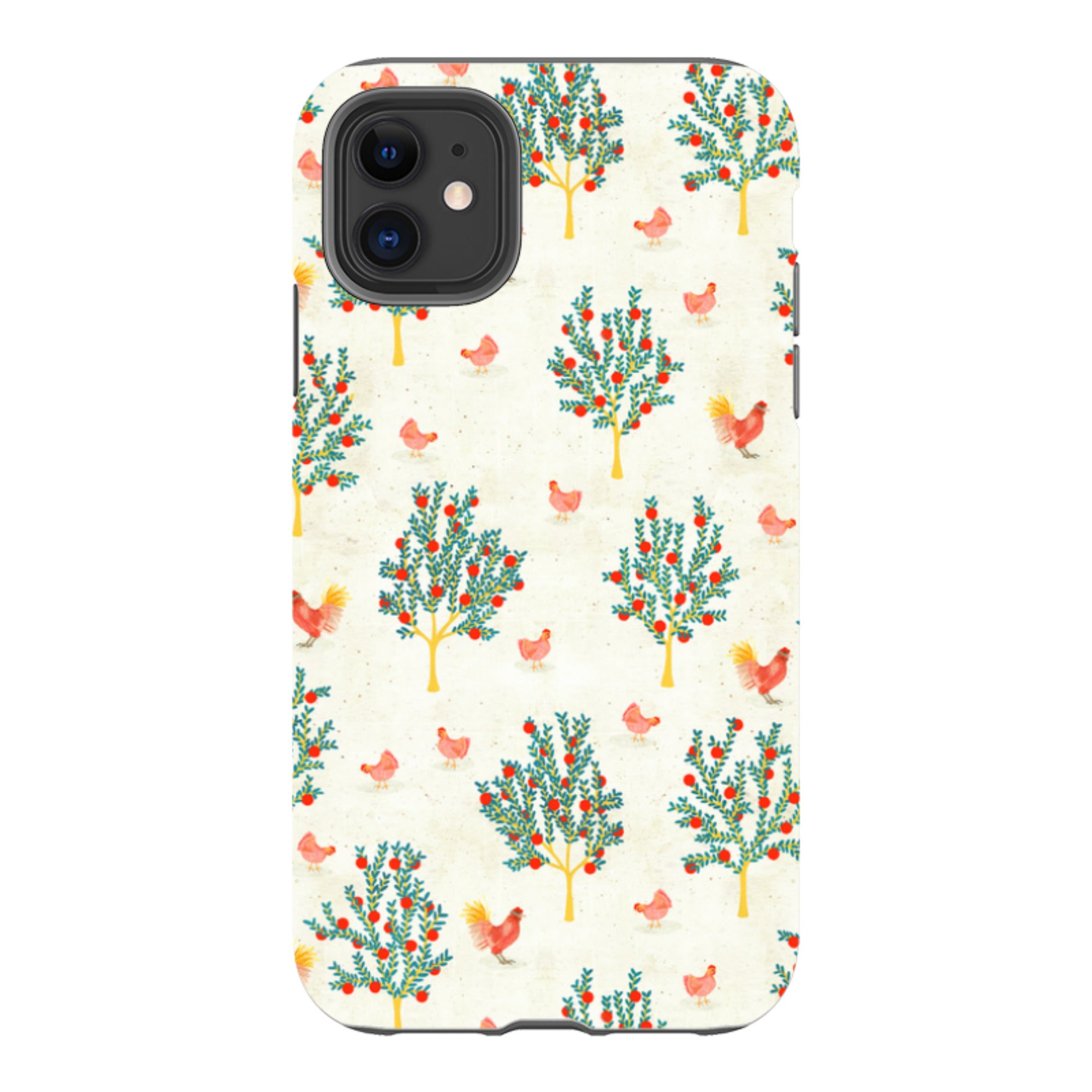 iPhone Tough Case - Apple Trees and Chickens Cream By Katherine Quinn