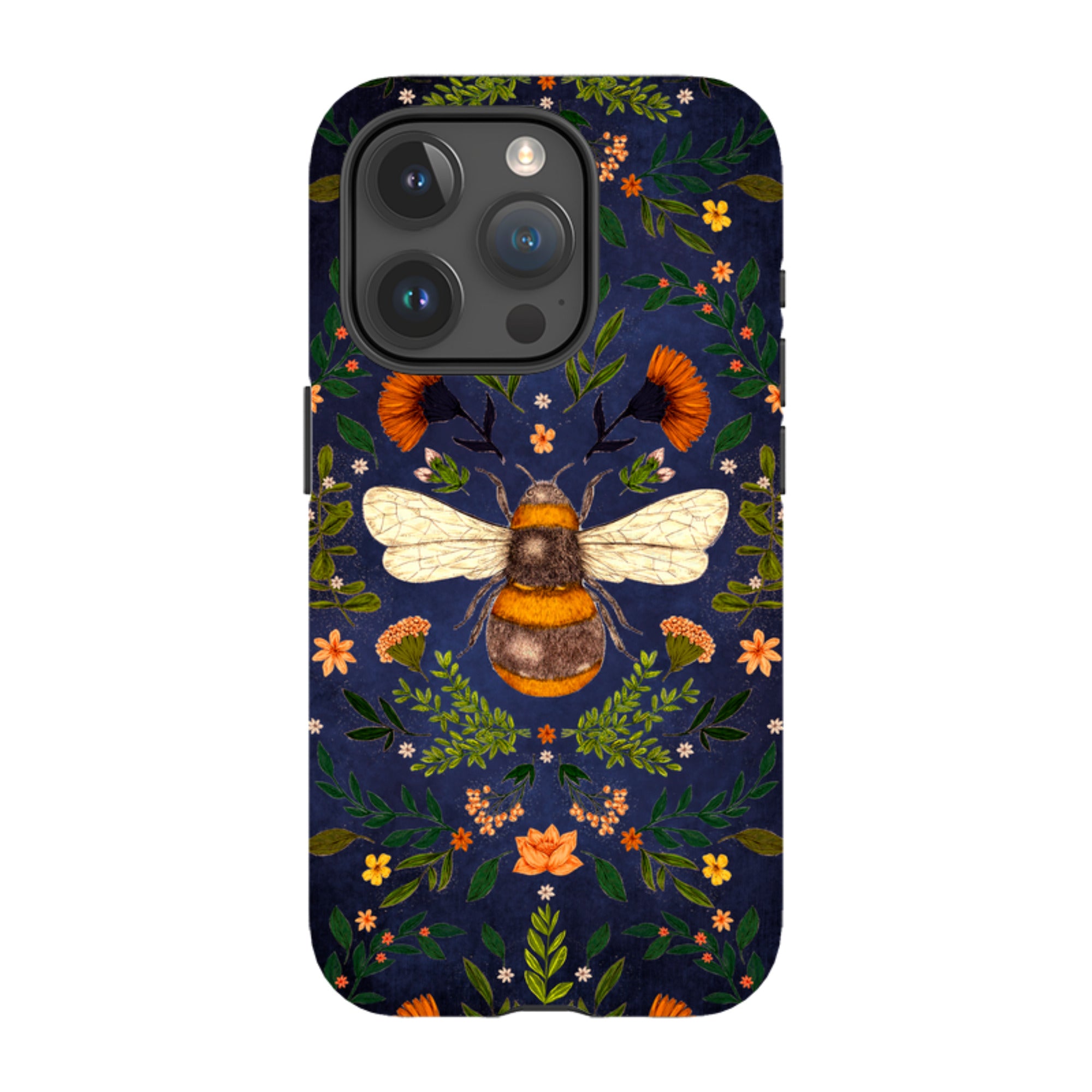 iPhone Tough Case - Botanical Bee Blue By Jade Mosinski