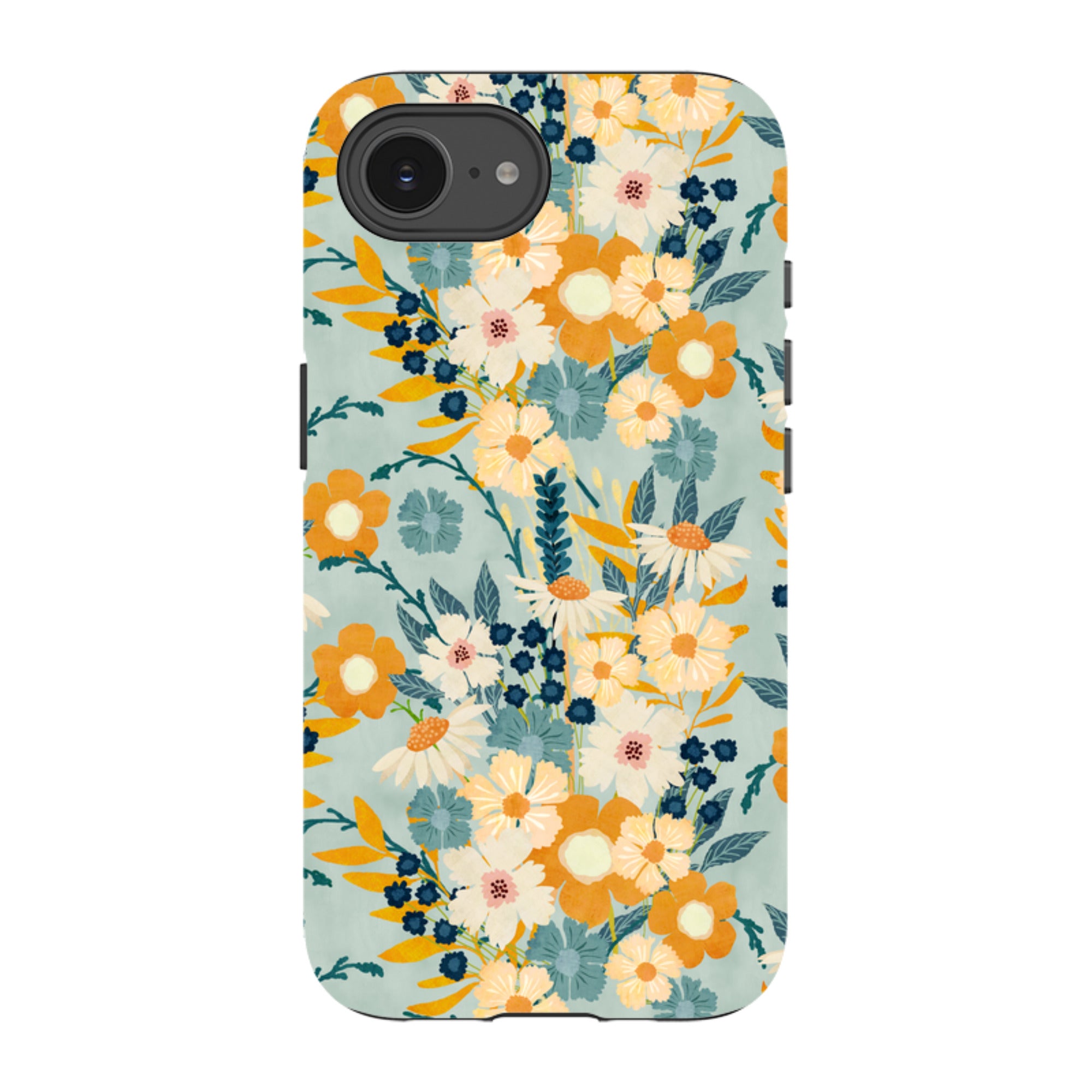 iPhone Tough Case - Yellow And Blue Floral By Katherine Quinn