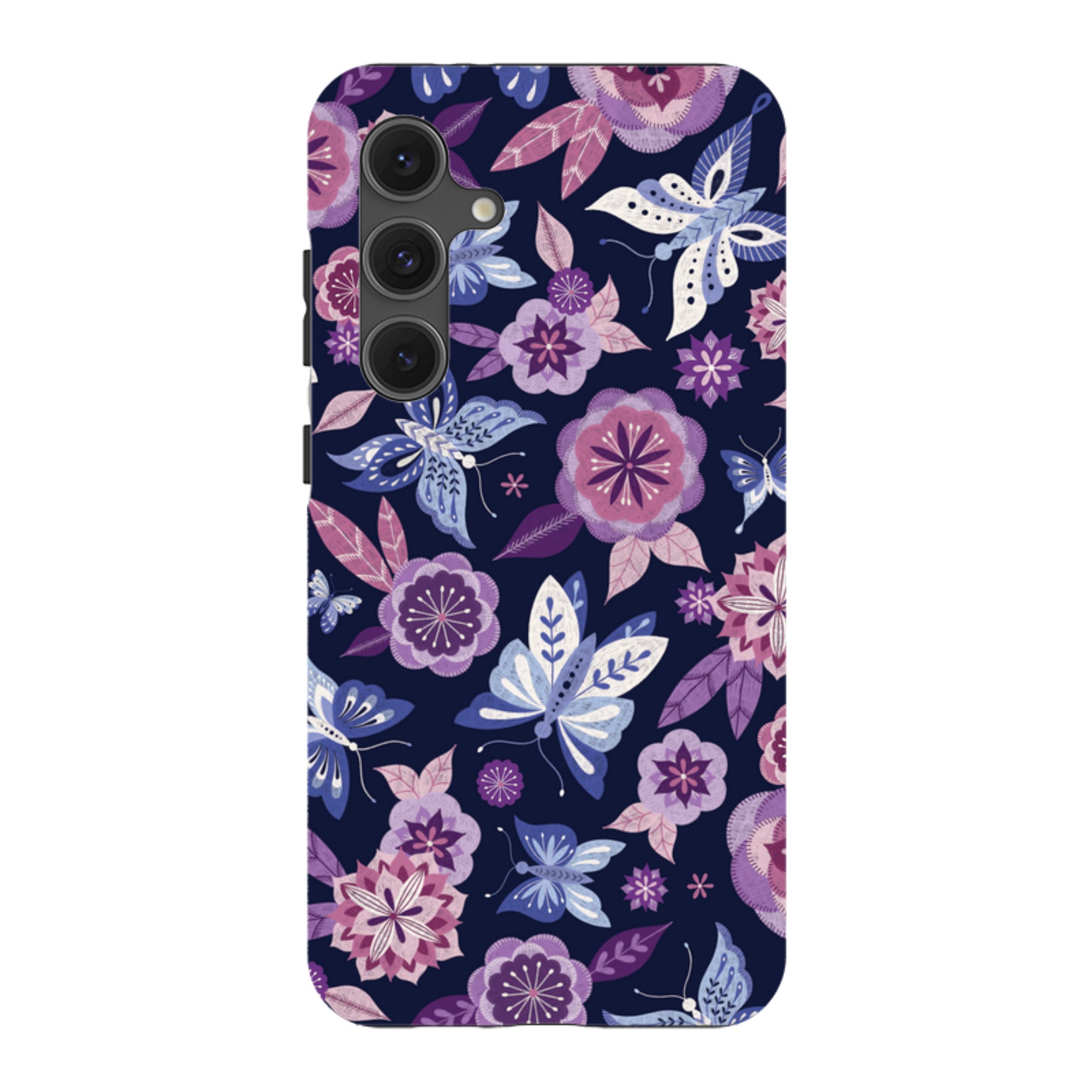 Samsung Tough Case - Butterfly Blooms Navy By Jenny Zemanek