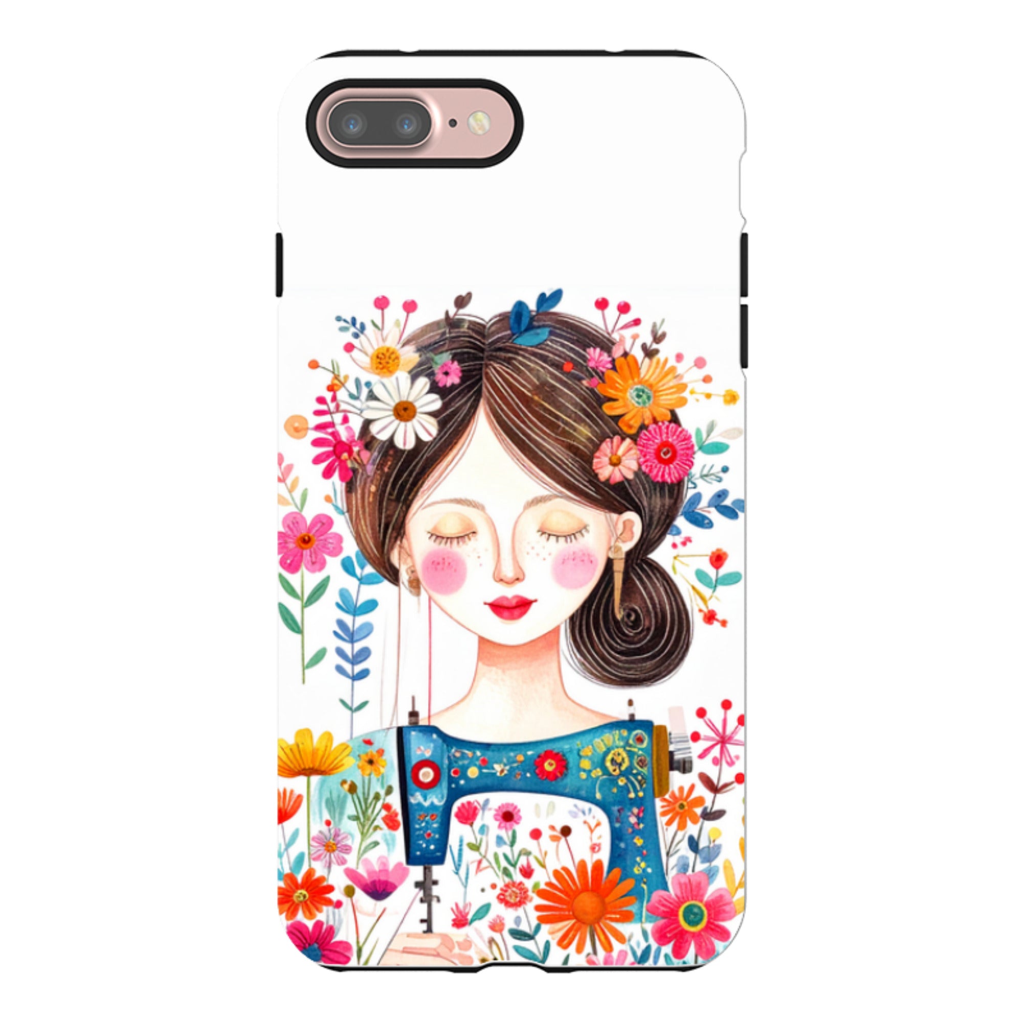 iPhone Case - Floral Sewing Lady