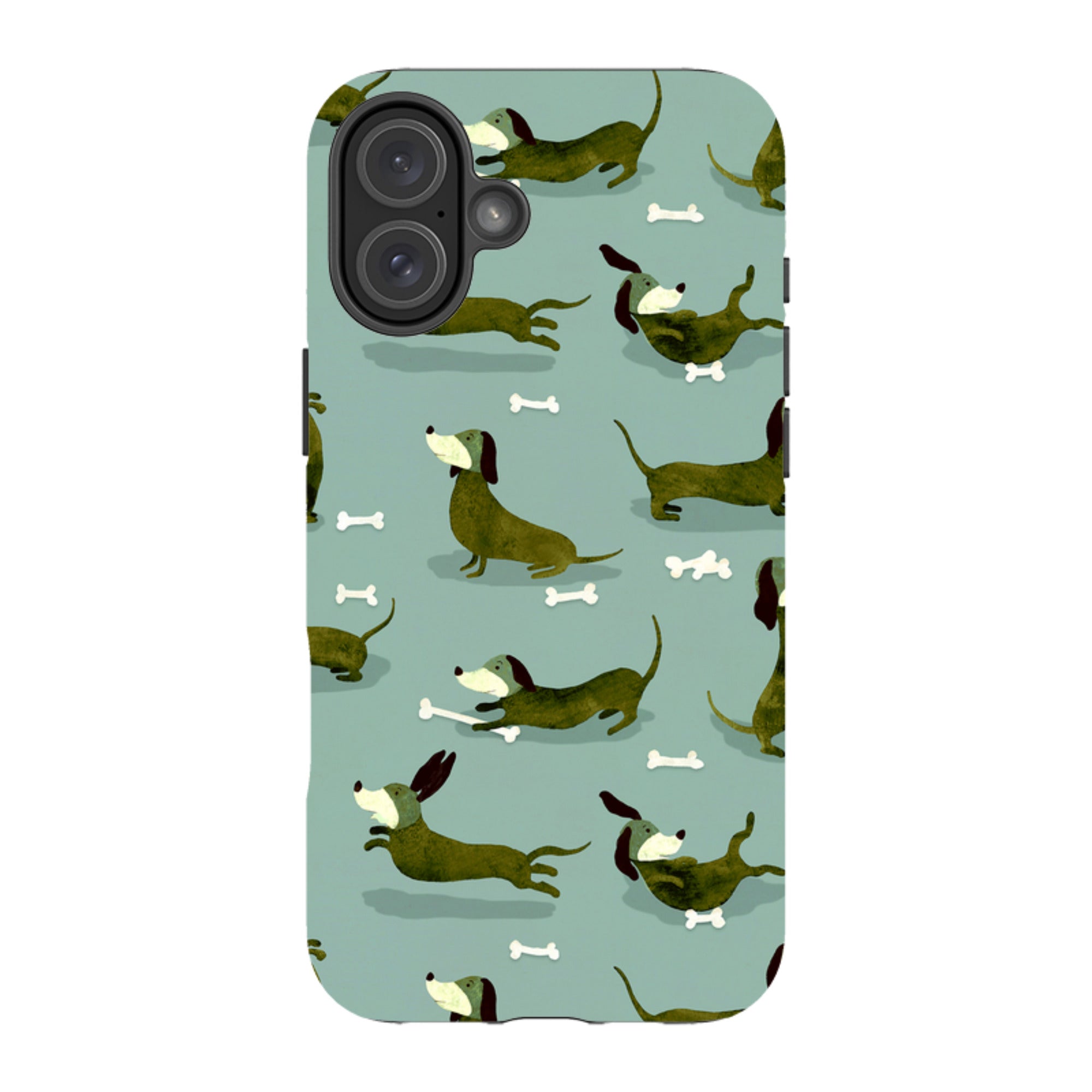 iPhone Tough Case - Dash Dogs Green By Katherine Quinn