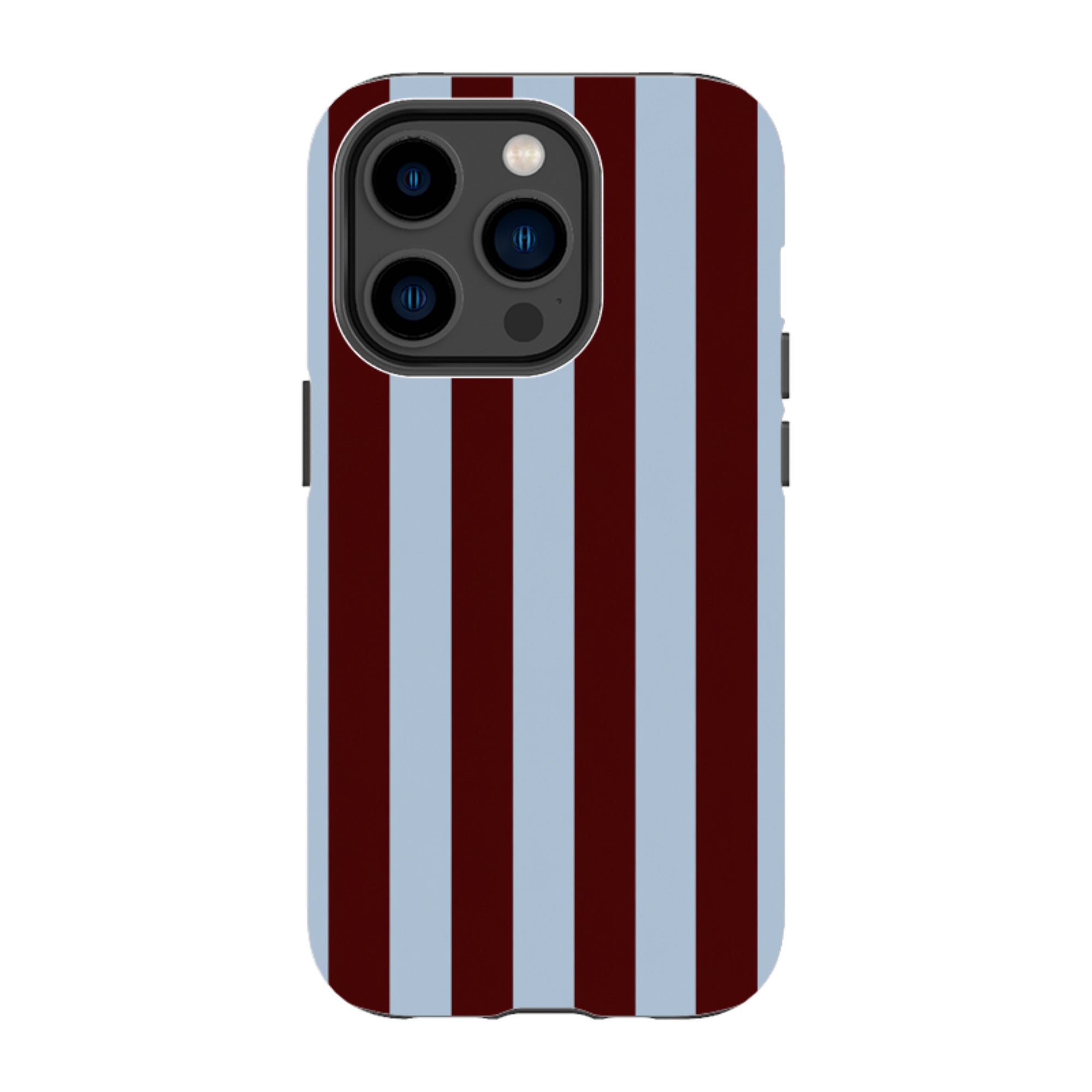 iPhone Tough Case - Claret & Sky Blue Stripe