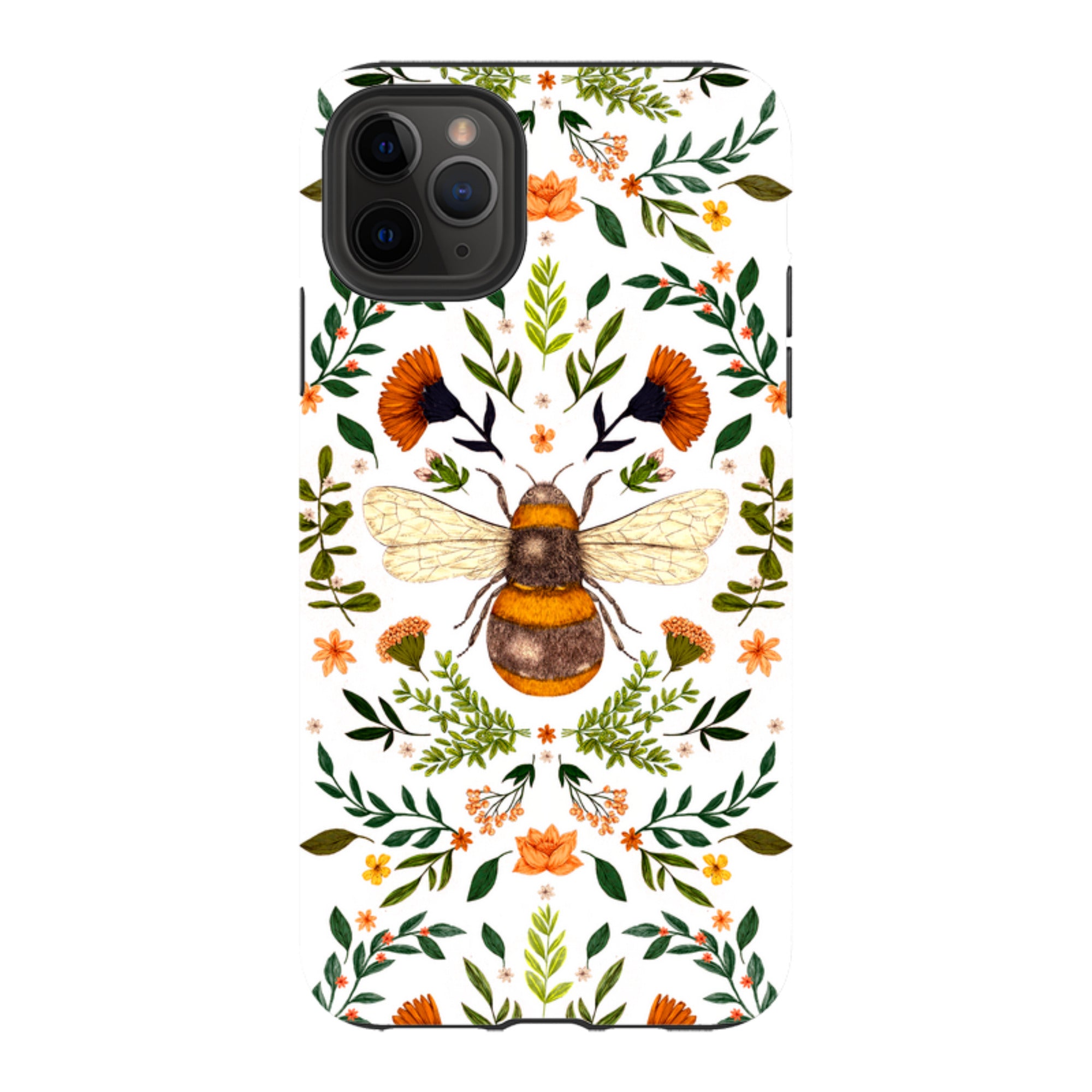 iPhone Tough Case - Botanical Bee White By Jade Mosinski