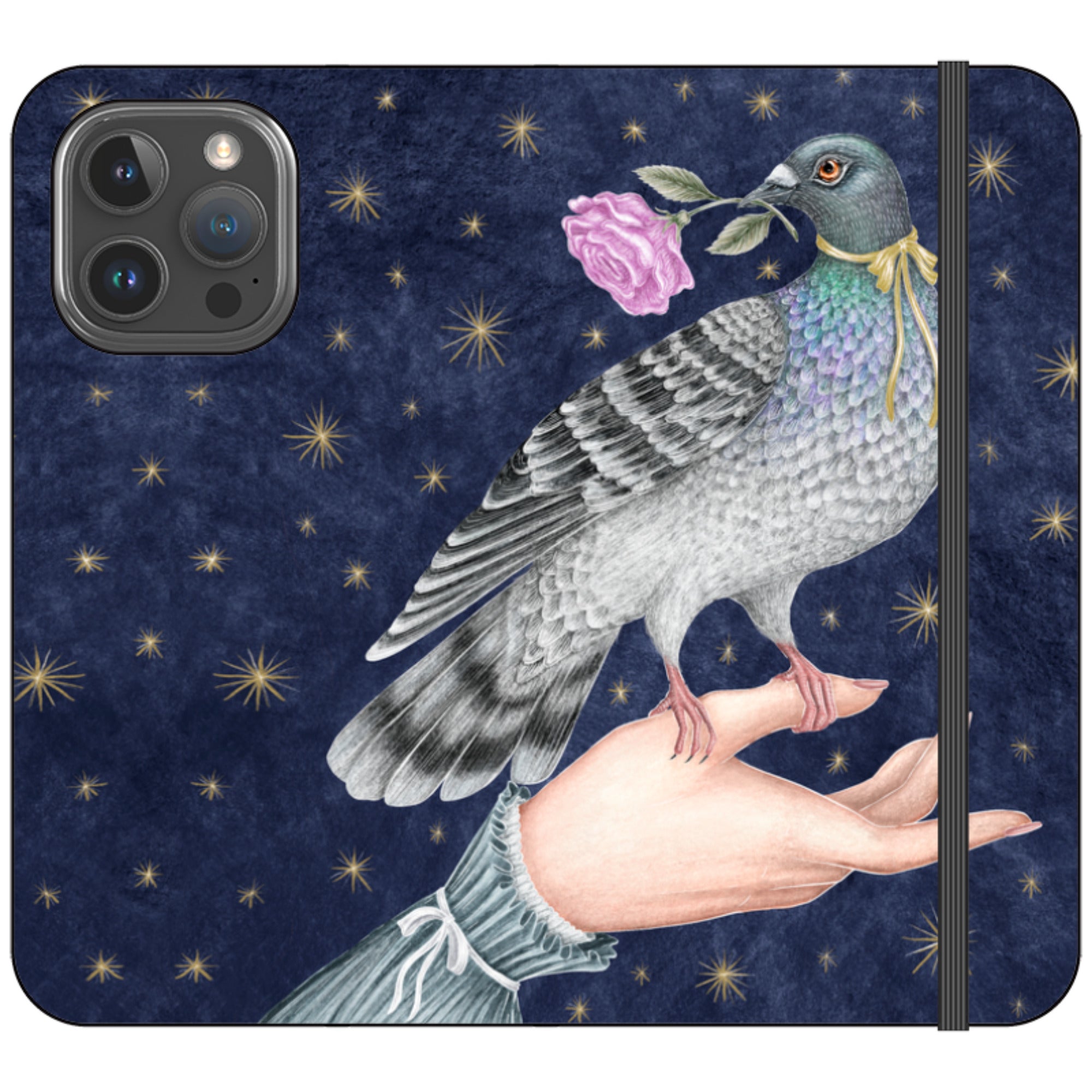 Pigeon With Rose Wallet Case By Catherine Rowe