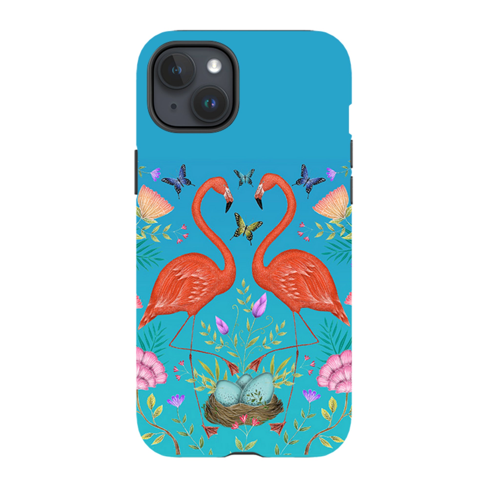 iPhone Tough Case - Flamingos And Flowers By Catherine Rowe
