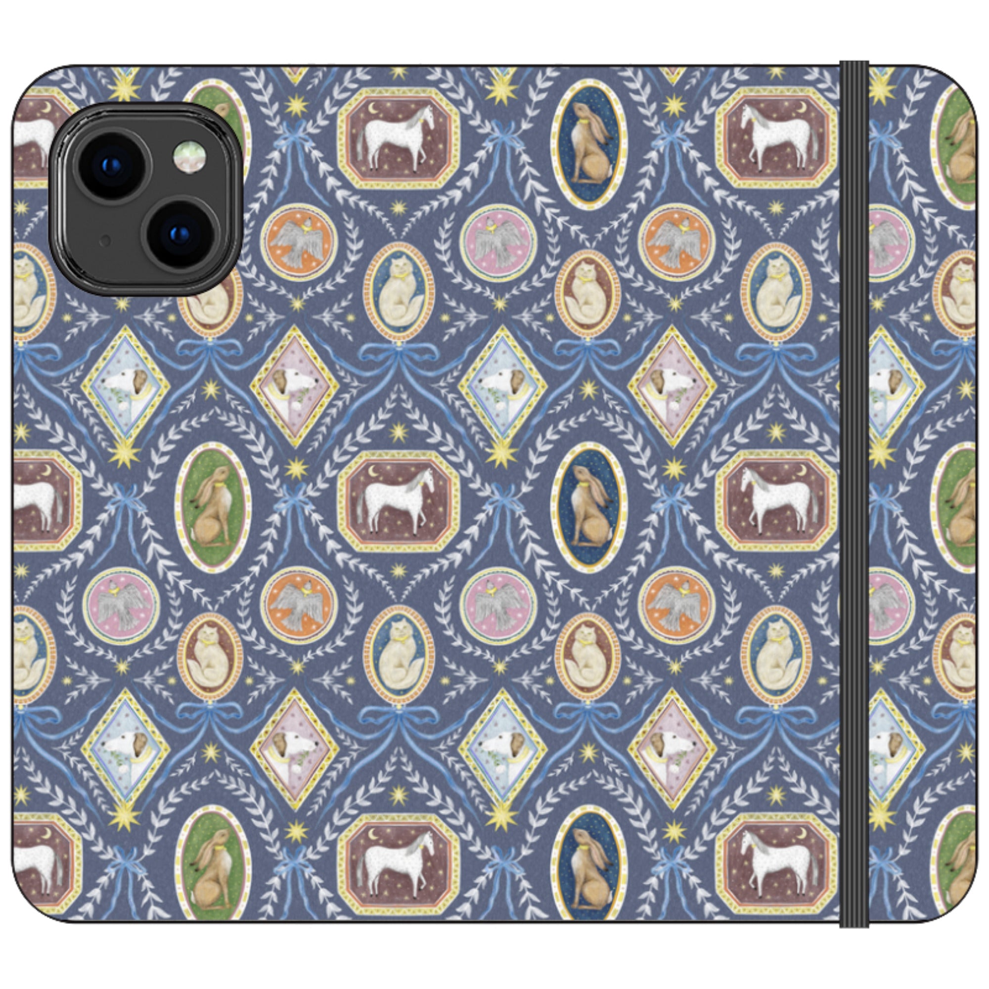 Charleston Dusk Blue Wallet Case By Catherine Rowe