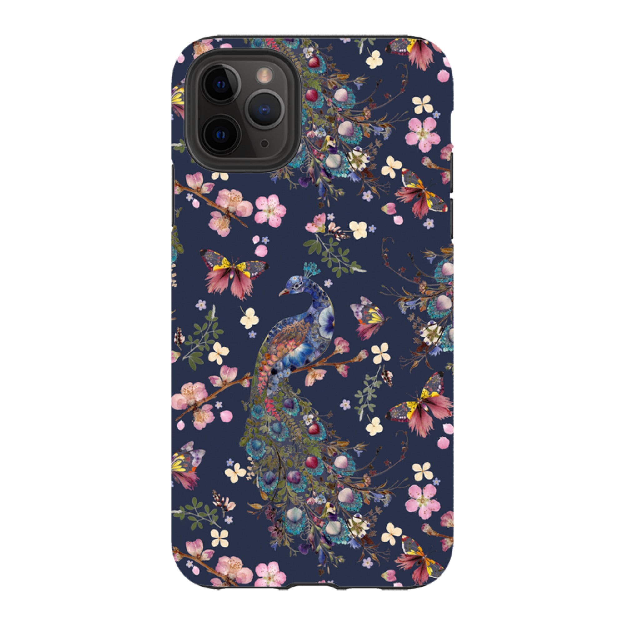 iPhone Tough Case - Peacock and Cherry Blossoms Iris By Helen Ahpornsiri