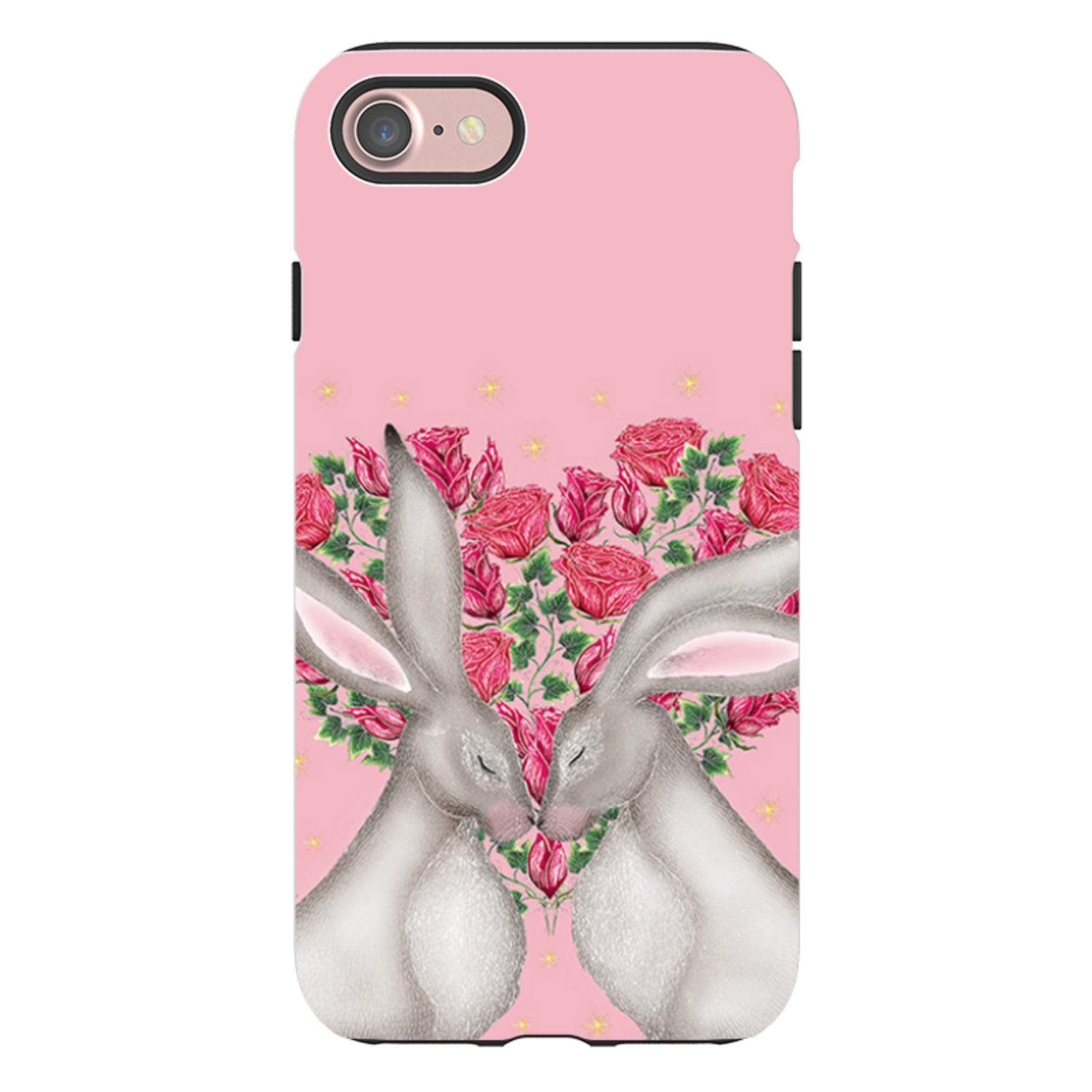 iPhone Tough Case - White Hares Rose Heart By Catherine Rowe