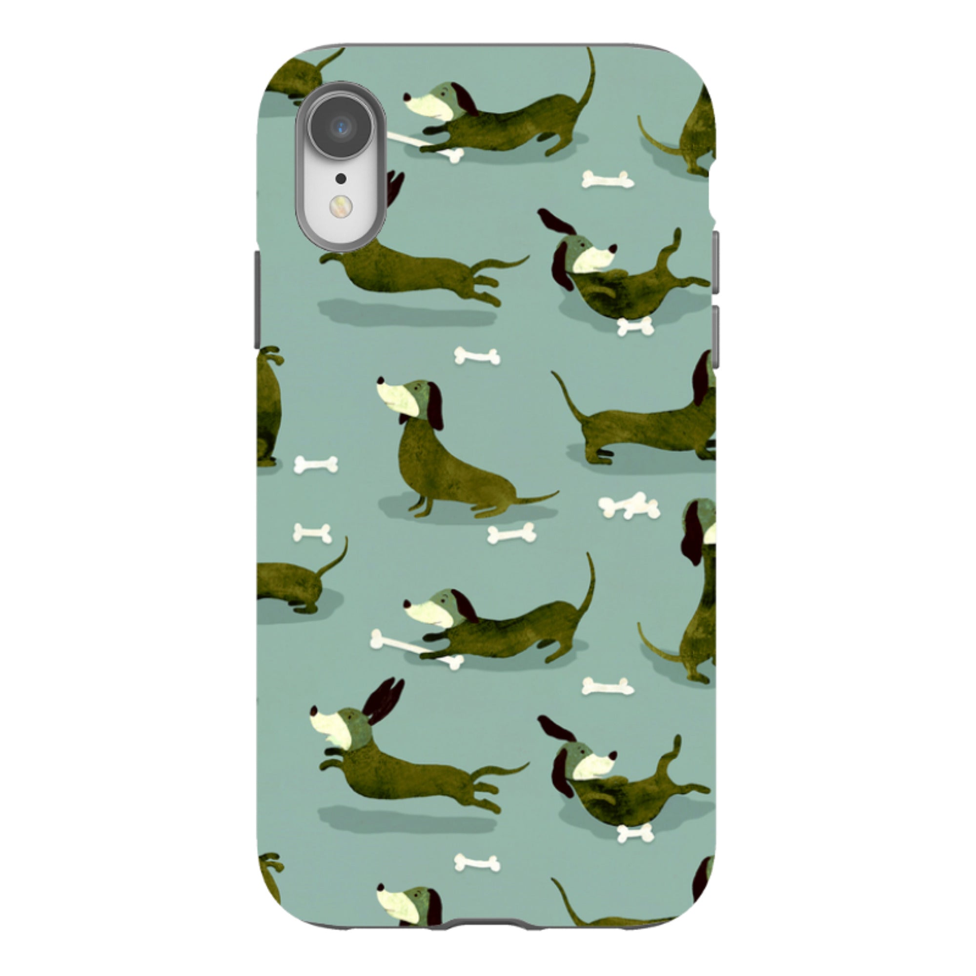 iPhone Tough Case - Dash Dogs Green By Katherine Quinn