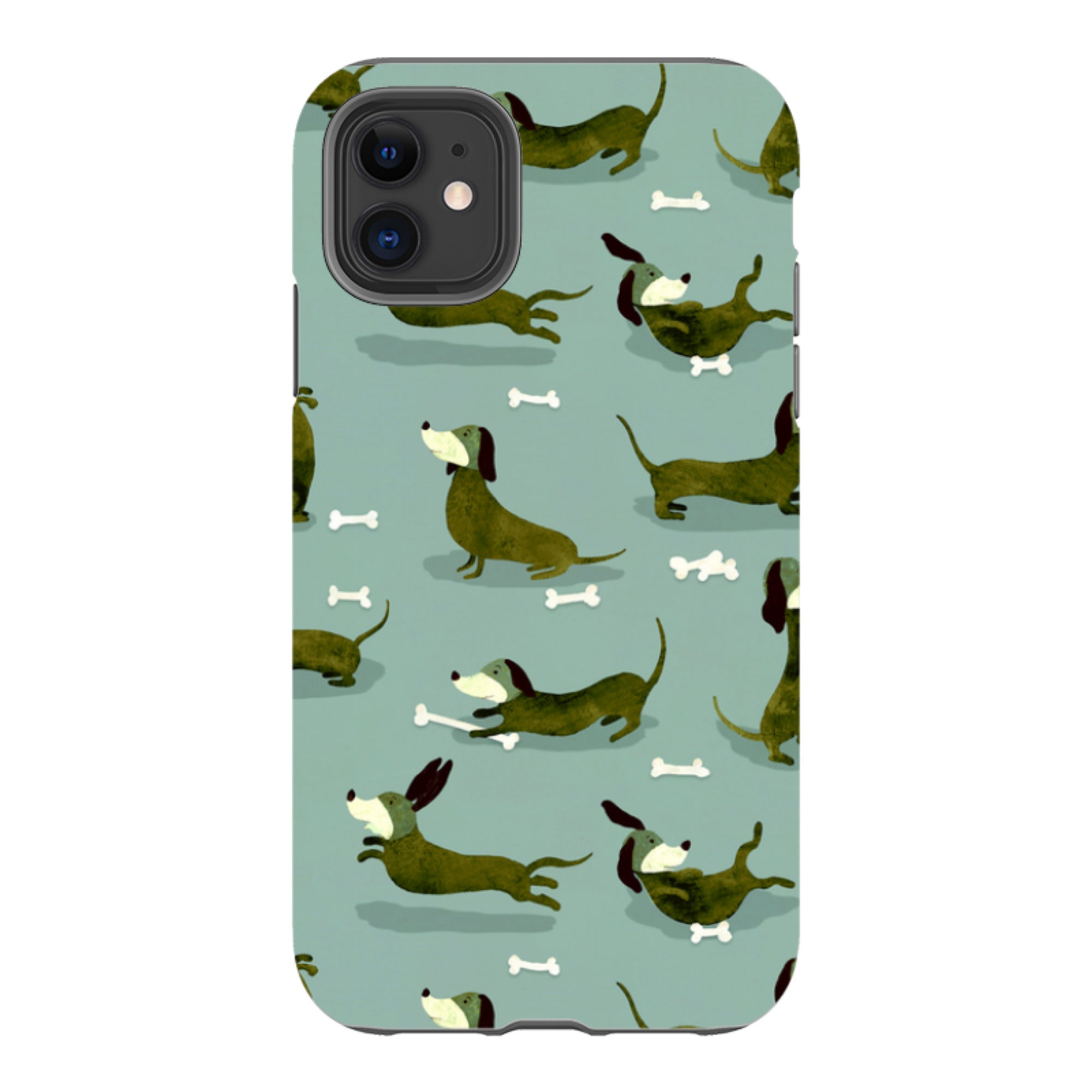 iPhone Tough Case - Dash Dogs Green By Katherine Quinn