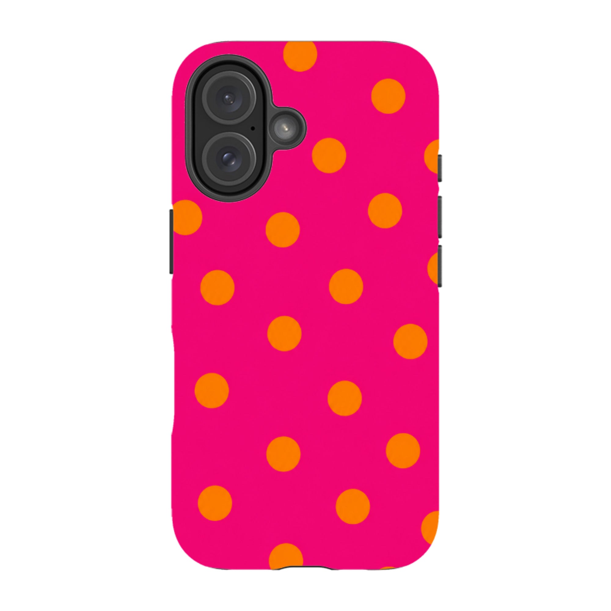 iPhone Tough Case - Hot Pink & Orange Polka Dot