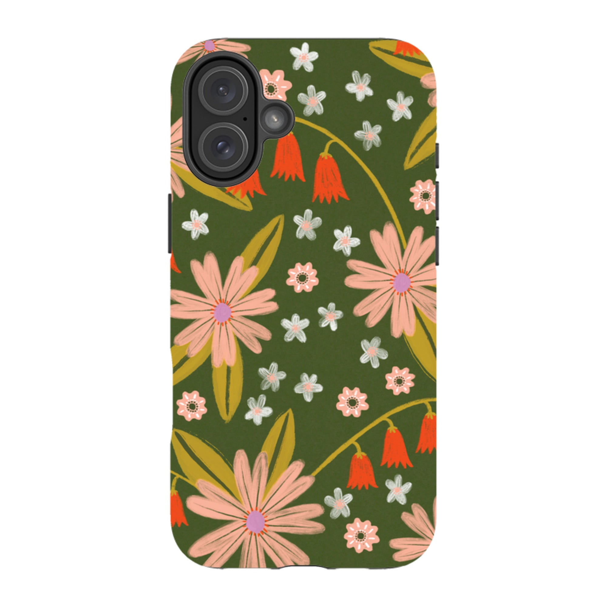 iPhone Tough Case - Red and Green Floral Pattern By Lee Foster Wilson