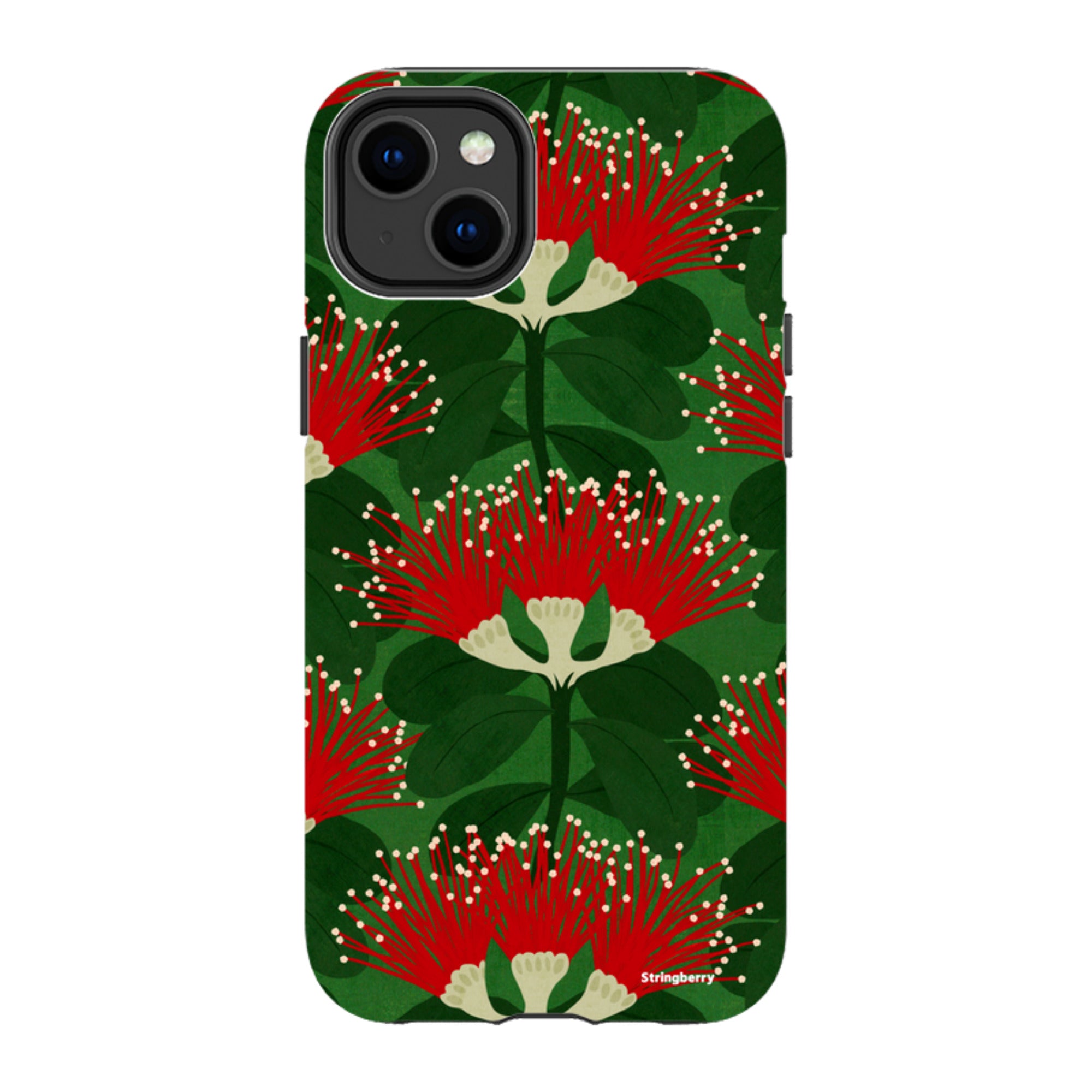 iPhone MagSafe Tough Case - Pohutukawa Green and Red By Katherine Quinn