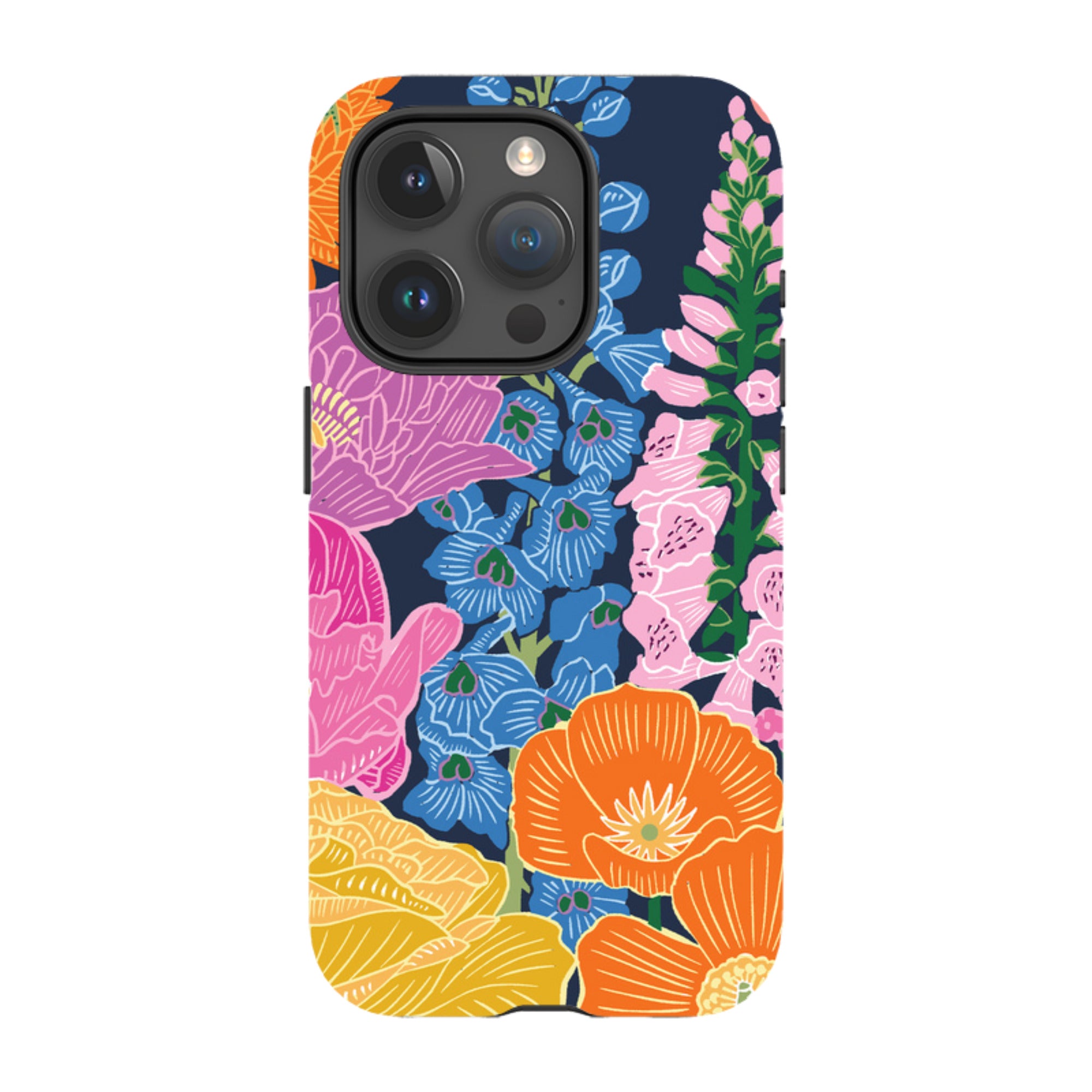 iPhone Tough Case - Flower Garden Navy By kate Heiss