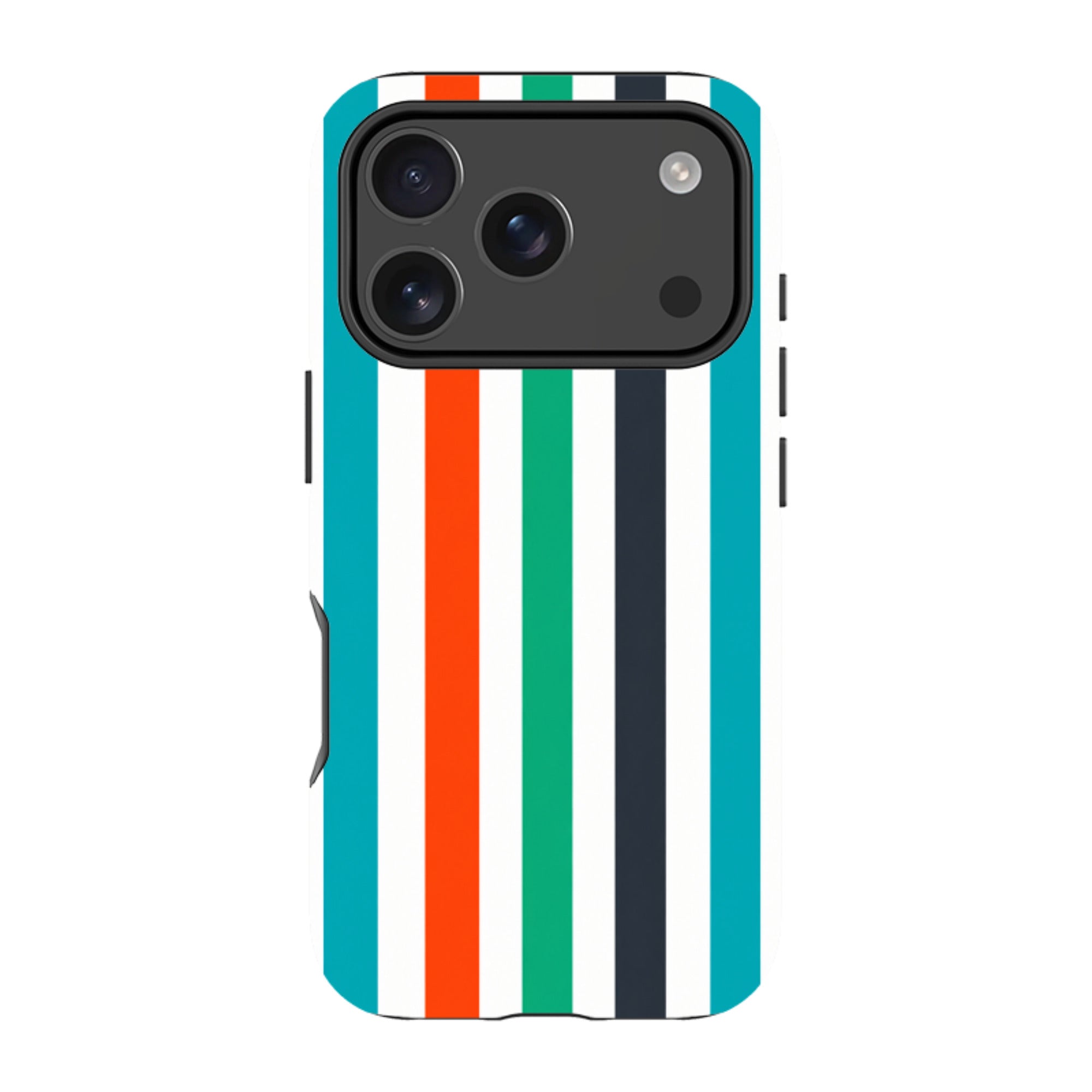iPhone MagSafe Tough Case - Orange & Teal Stripe