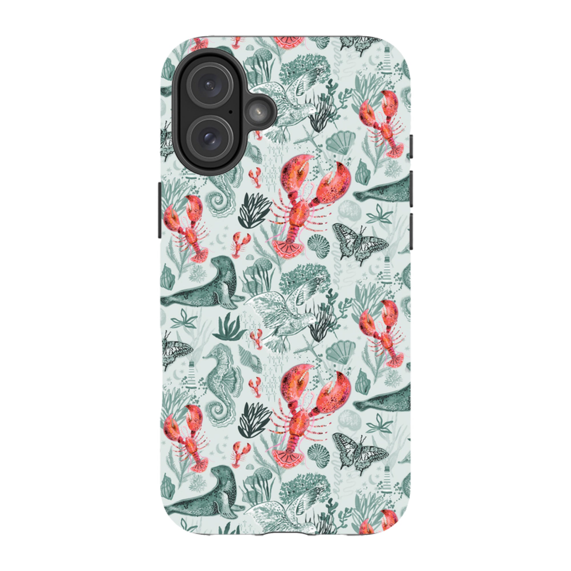 iPhone MagSafe Tough Case - Teal Seals and Lovely Lobsters By Emma Frances Grant
