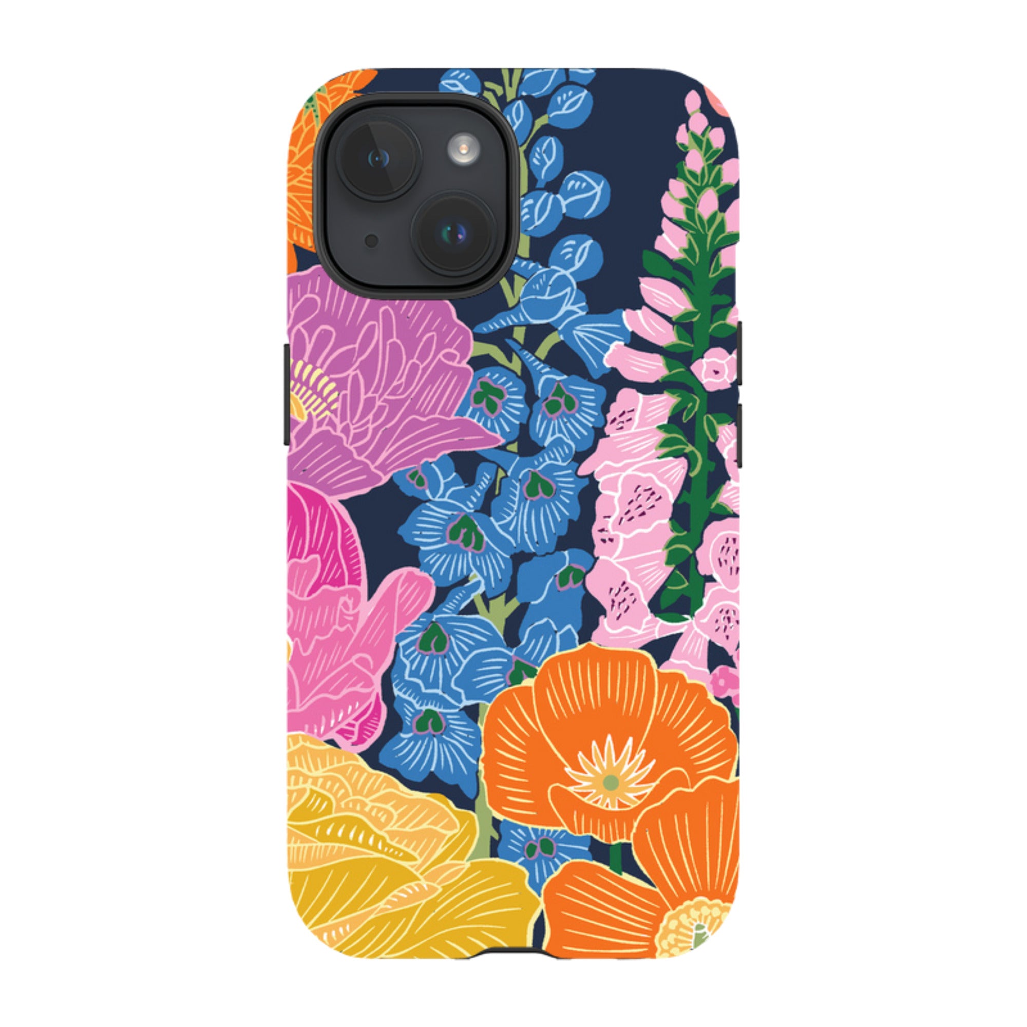 iPhone Tough Case - Flower Garden Navy By kate Heiss
