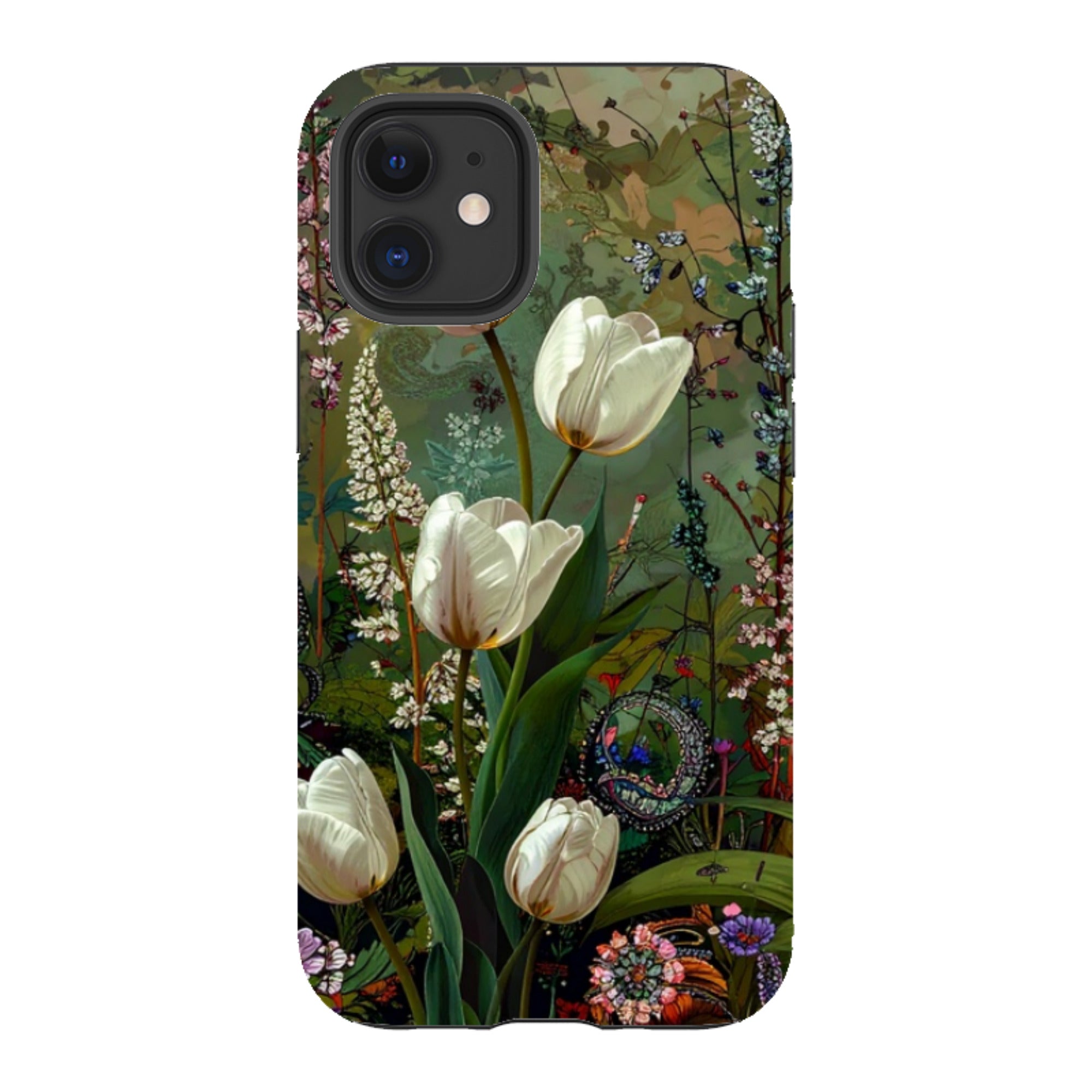 iPhone Tough Case - Green Vyne White Tulips