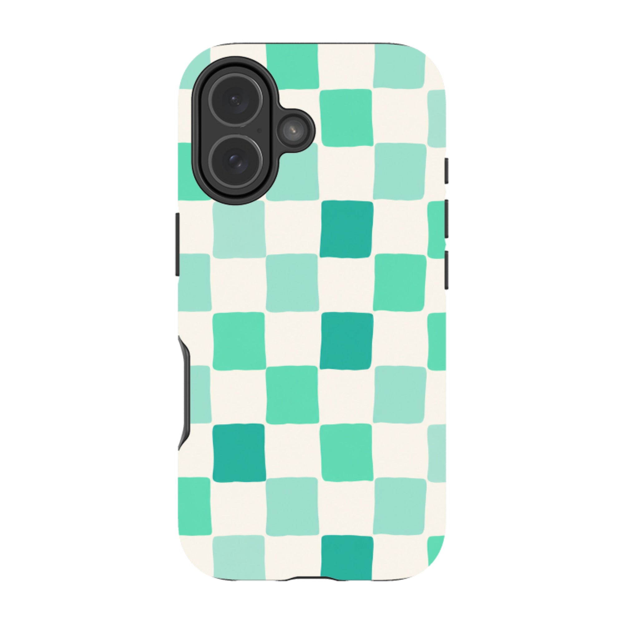 iPhone Tough Case - Mint Green Checkerboard