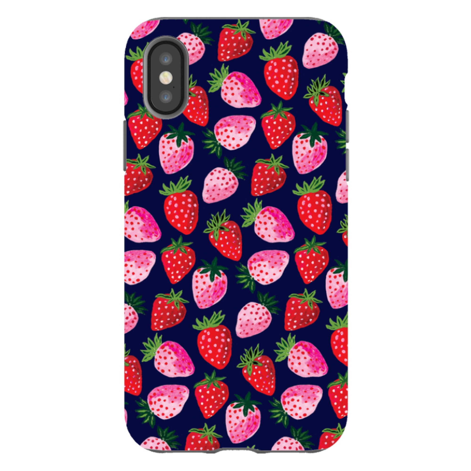 iPhone Tough Case - Strawberry Scatter Navy By Emma Frances Grant