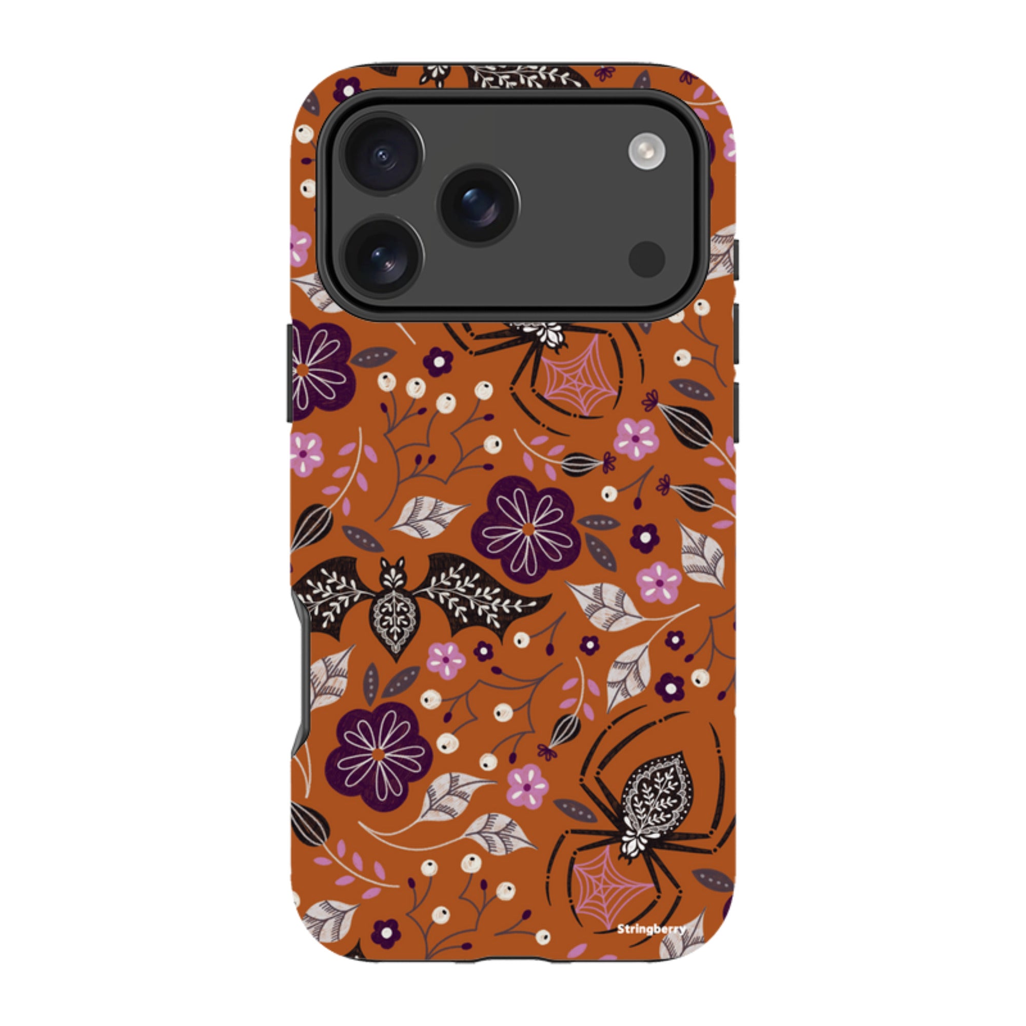iPhone MagSafe Tough Case -  Spider Bat Pattern Orange By Jenny Zemanek