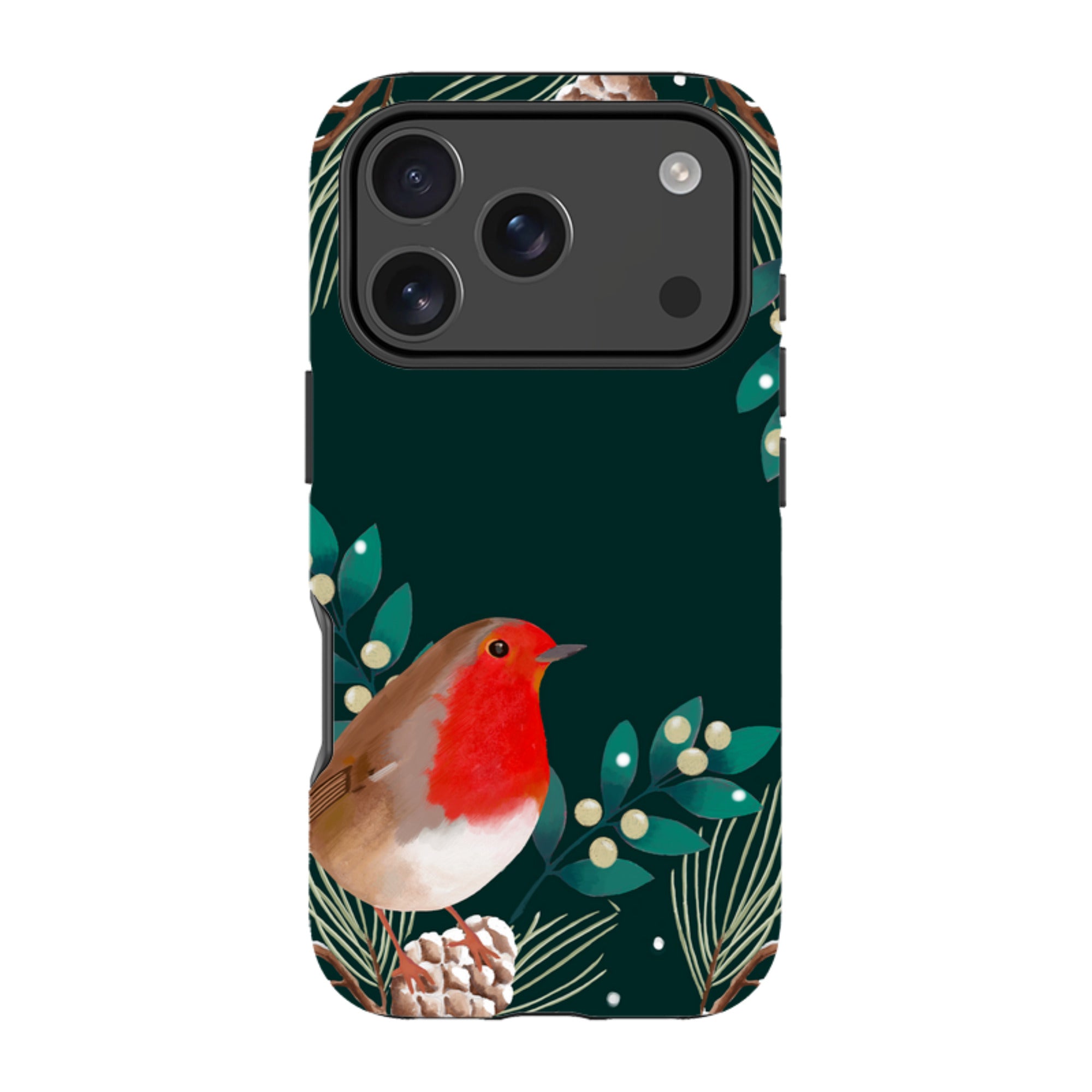 iPhone Tough Case - Robin Pine Cones By Bex Parkin