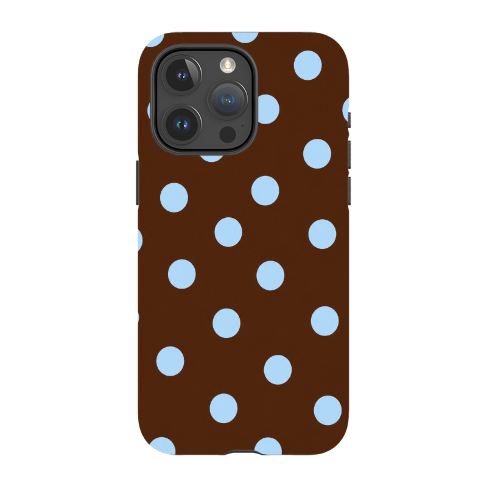 iPhone Tough Case - Chocolate Brown & Baby Blue Polka Dot