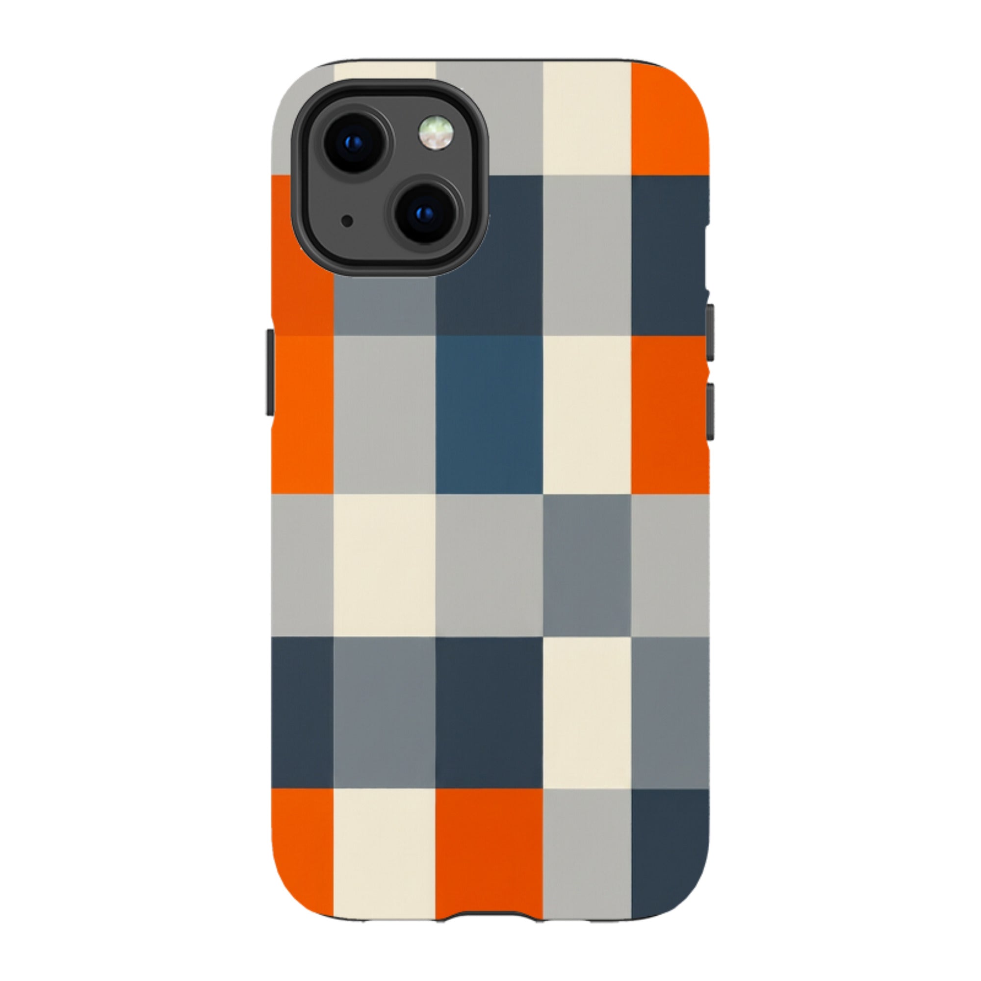 iPhone MagSafe Tough Case - Navy Blue & Orange Plaid
