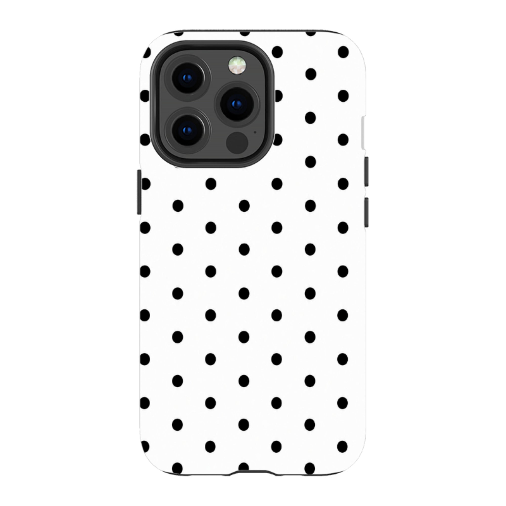 iPhone Tough Case - White & Black Polka Dot