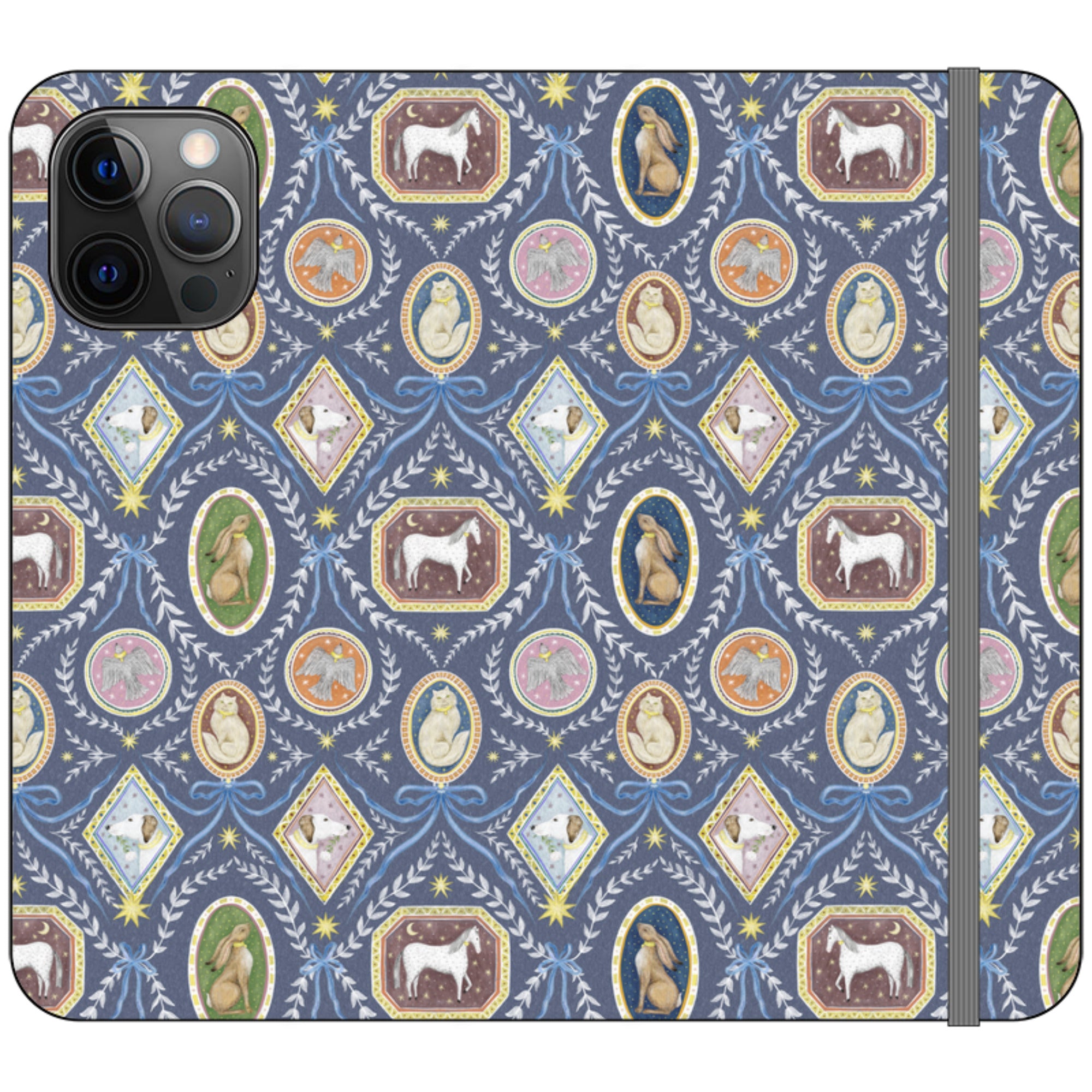 Charleston Dusk Blue Wallet Case By Catherine Rowe