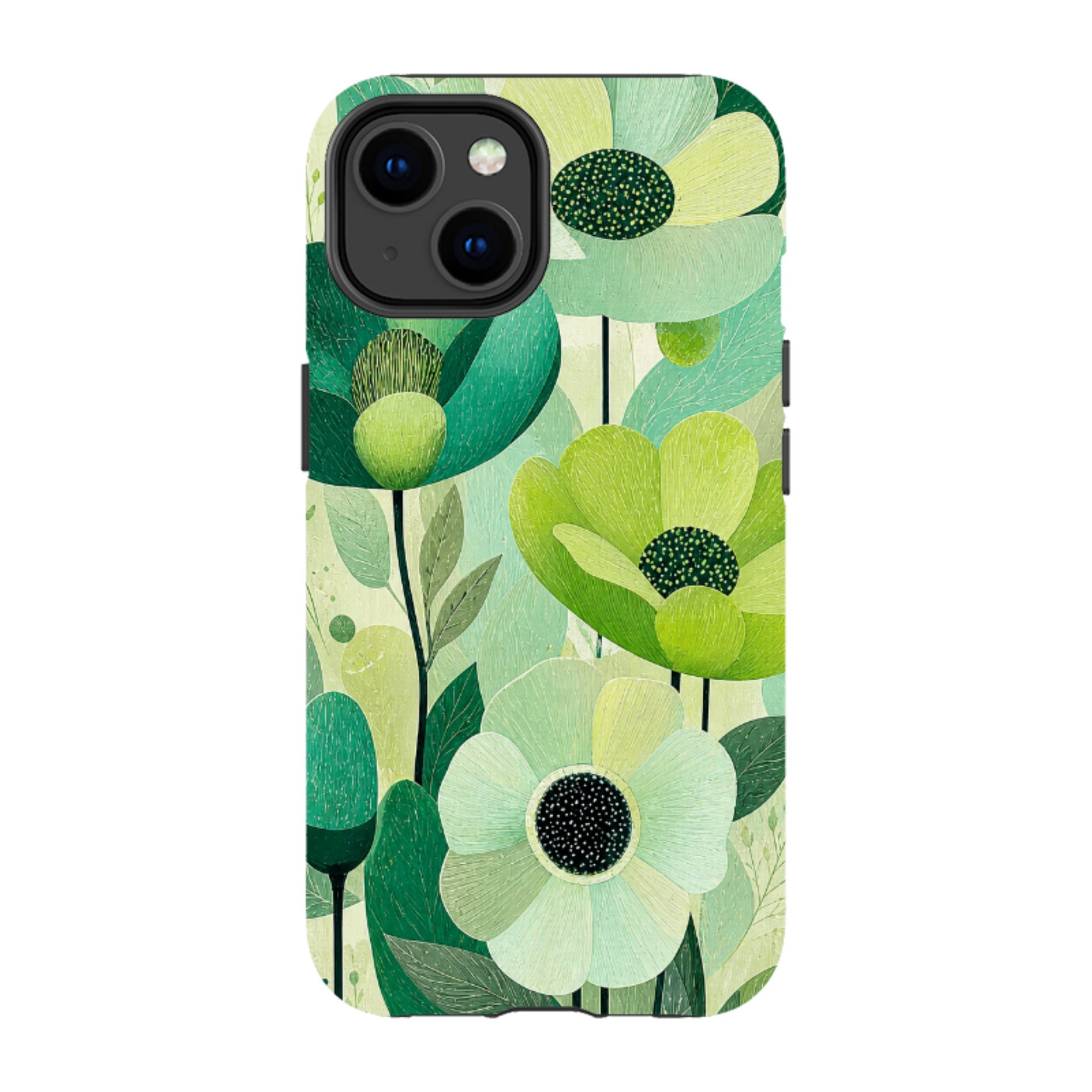 iPhone Tough Case - Mint Woodgrain Floral