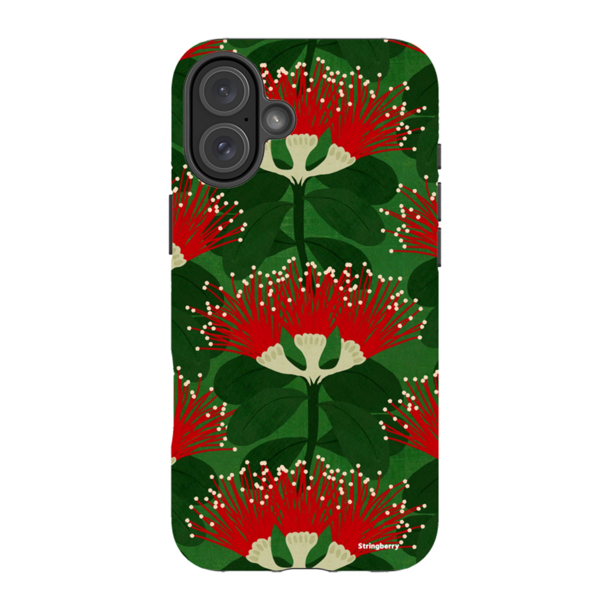 iPhone MagSafe Tough Case - Pohutukawa Green and Red By Katherine Quinn