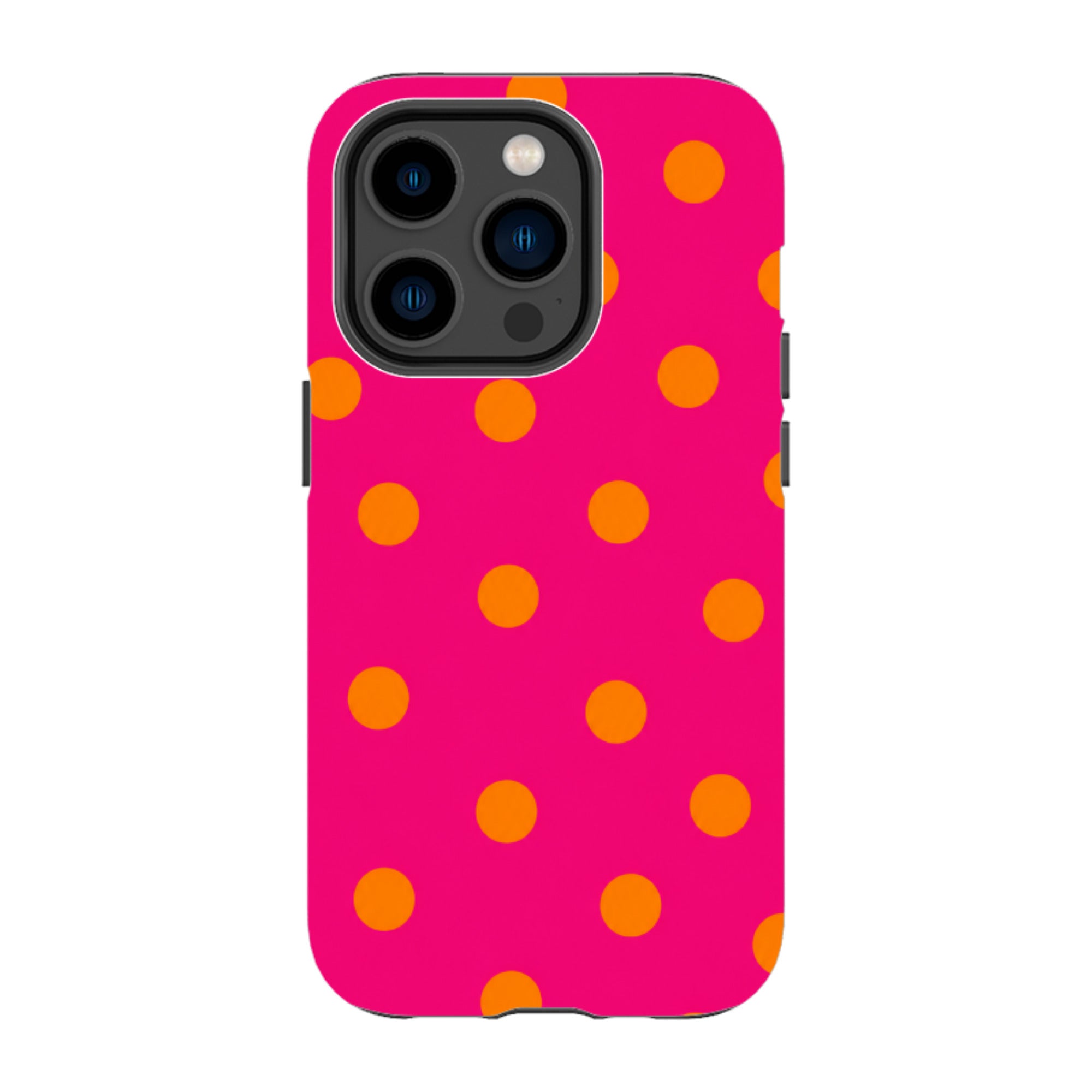 iPhone Tough Case - Hot Pink & Orange Polka Dot