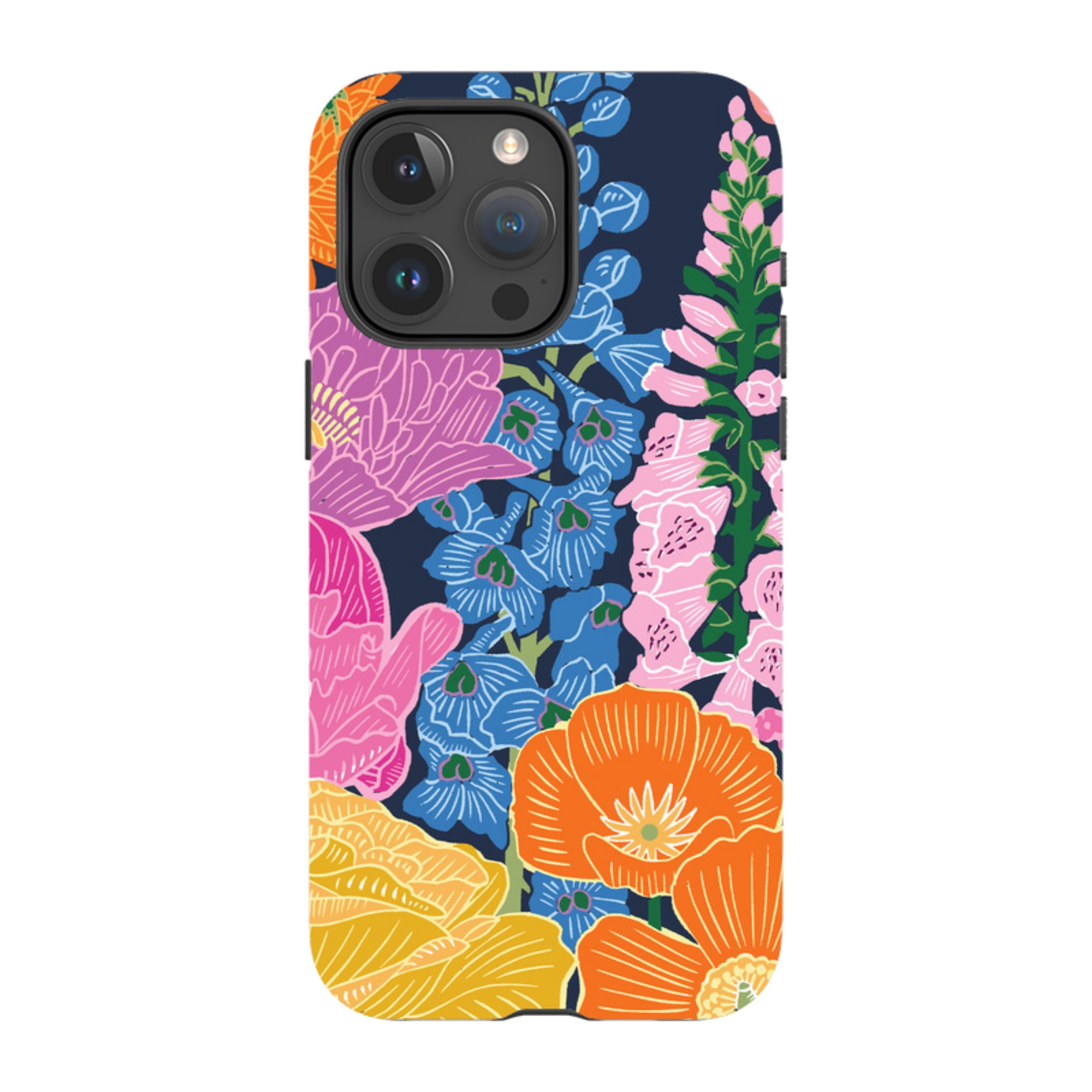 iPhone Tough Case - Flower Garden Navy By kate Heiss