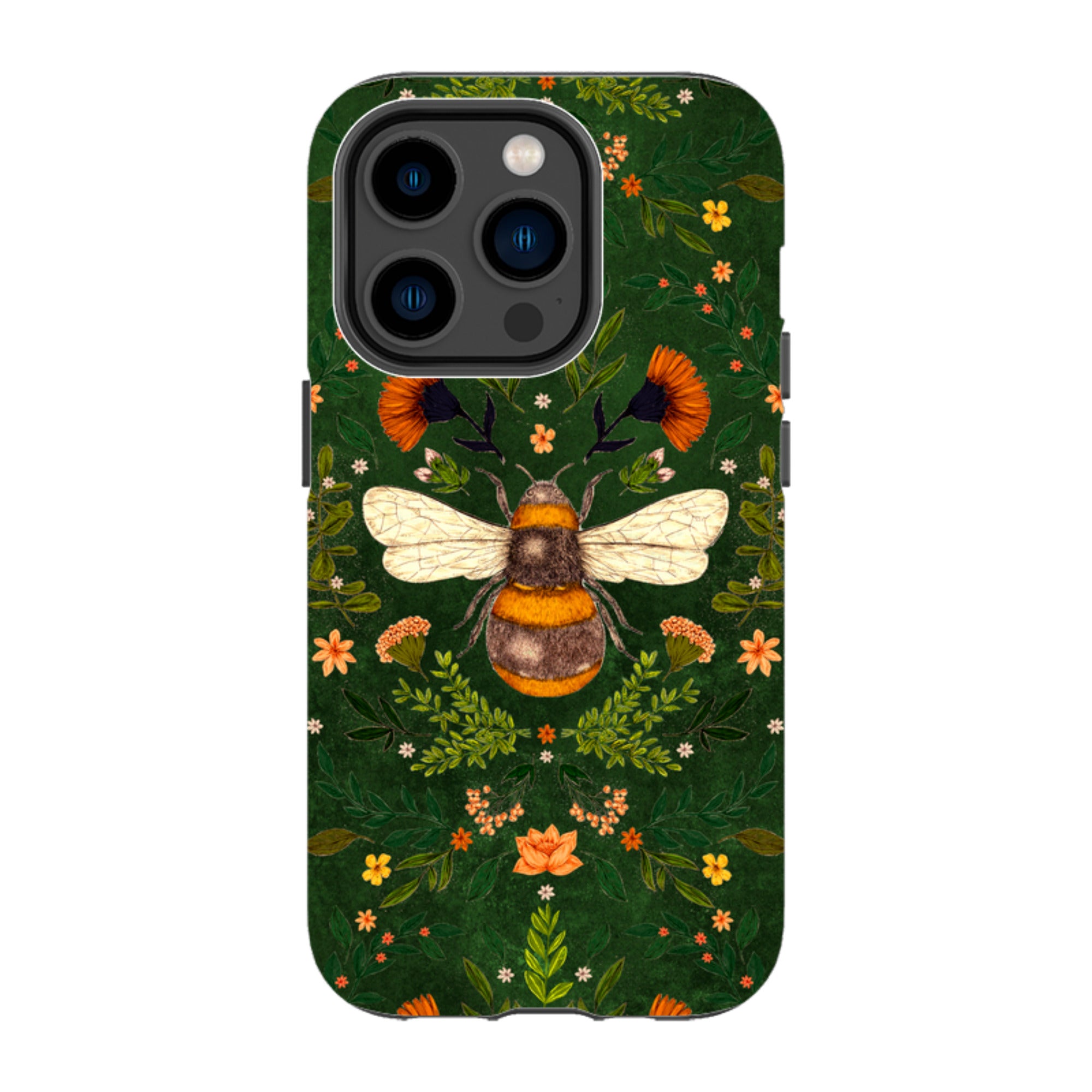 iPhone Tough Case - Botanical Bee Green By Jade Mosinski