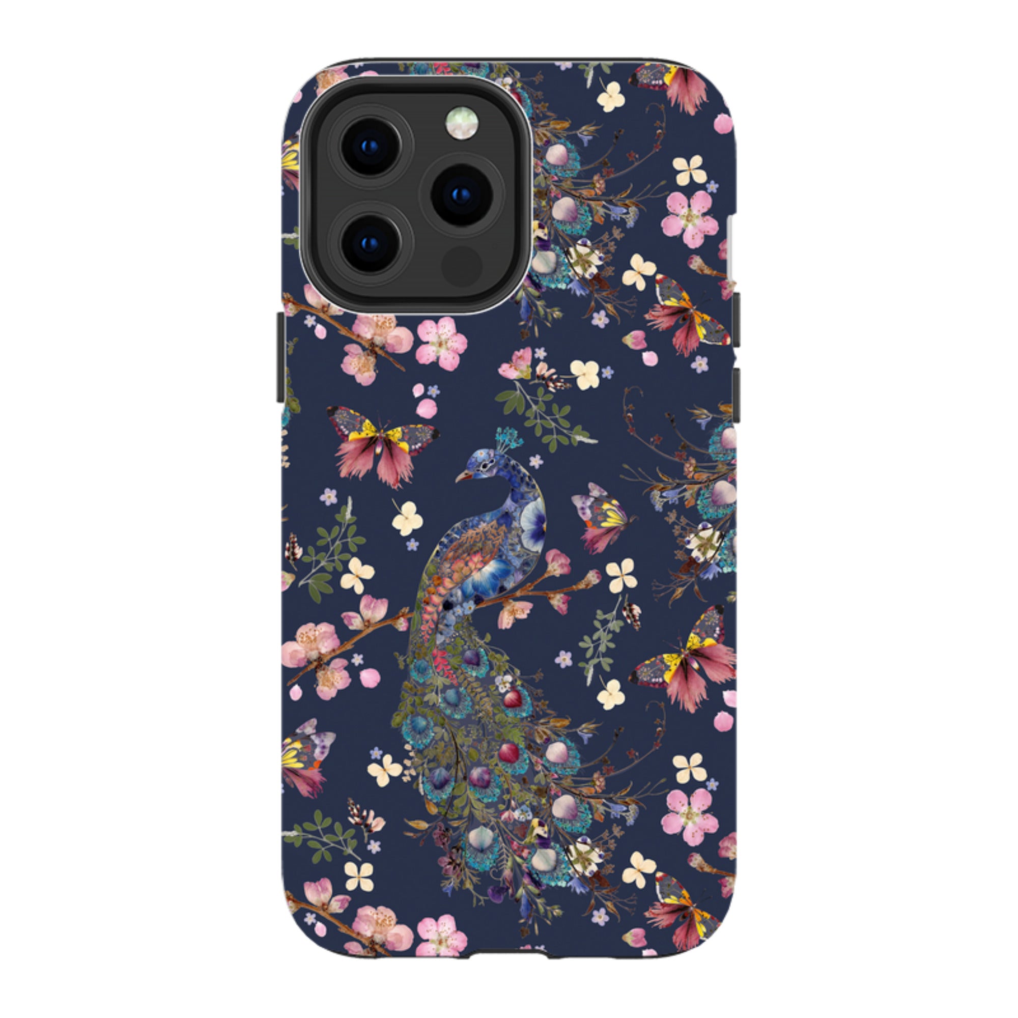 iPhone Tough Case - Peacock and Cherry Blossoms Iris By Helen Ahpornsiri