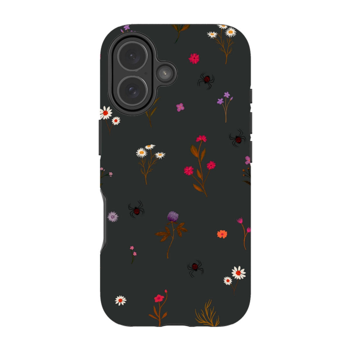 iPhone Tough Case - Florals and Spiders - Charcoal By Katherine Quinn