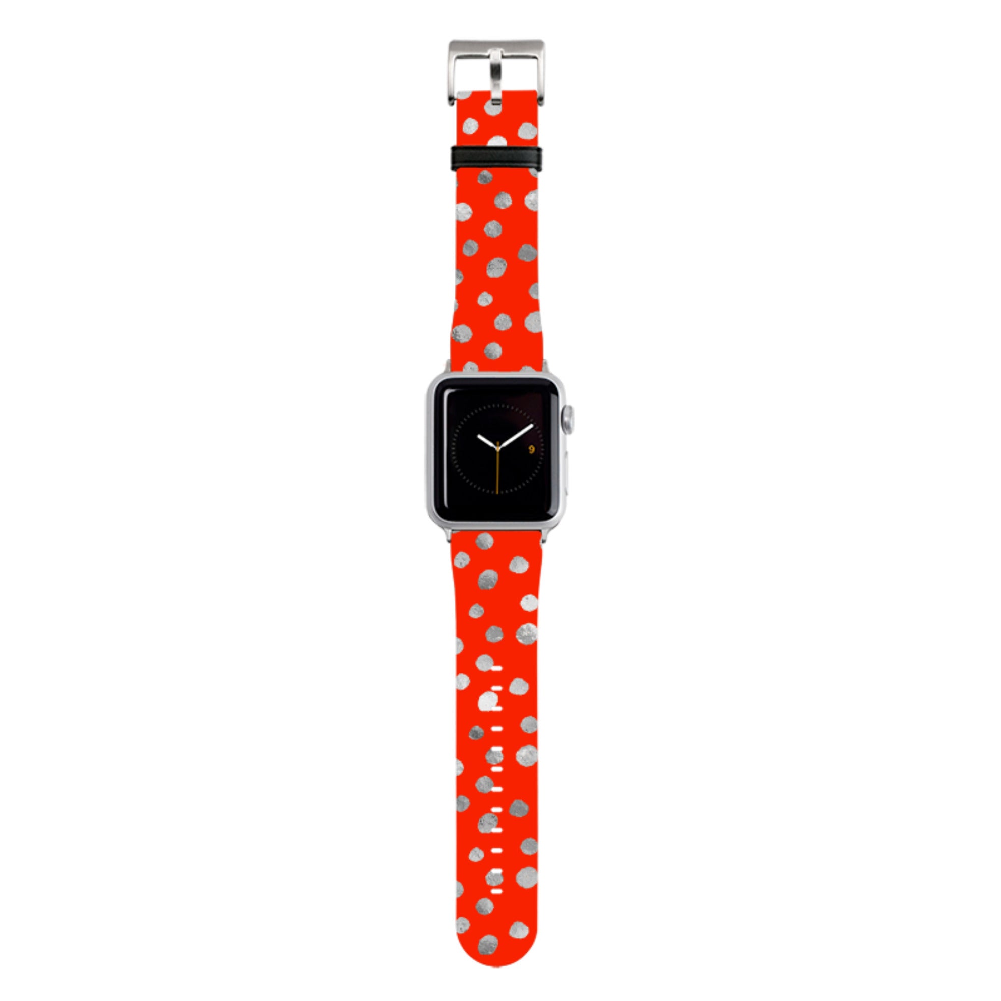 Red and Silver Dots Apple Watch Strap