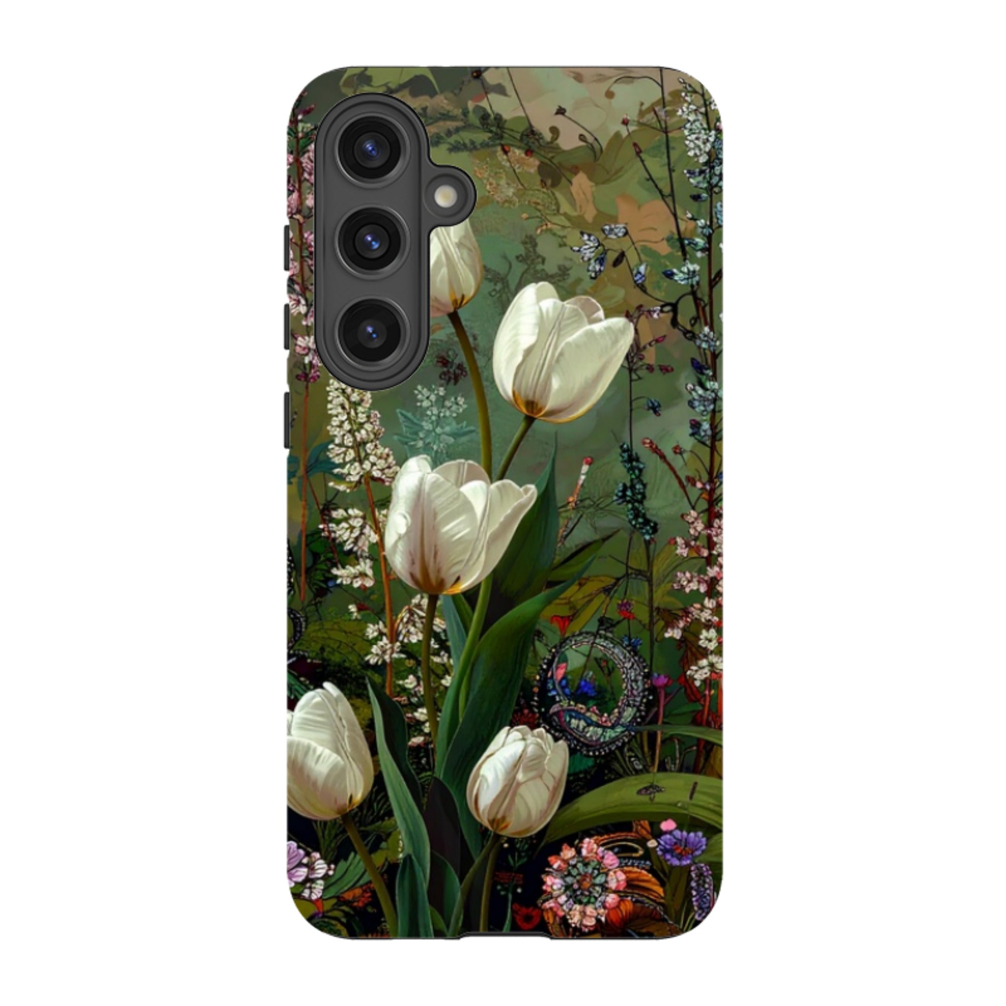 Samsung Tough Case - Green Vyne white Tulips