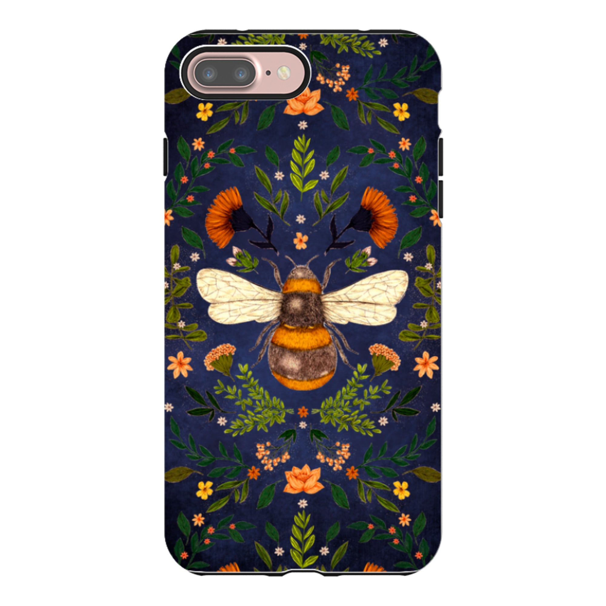 iPhone Tough Case - Botanical Bee Blue By Jade Mosinski