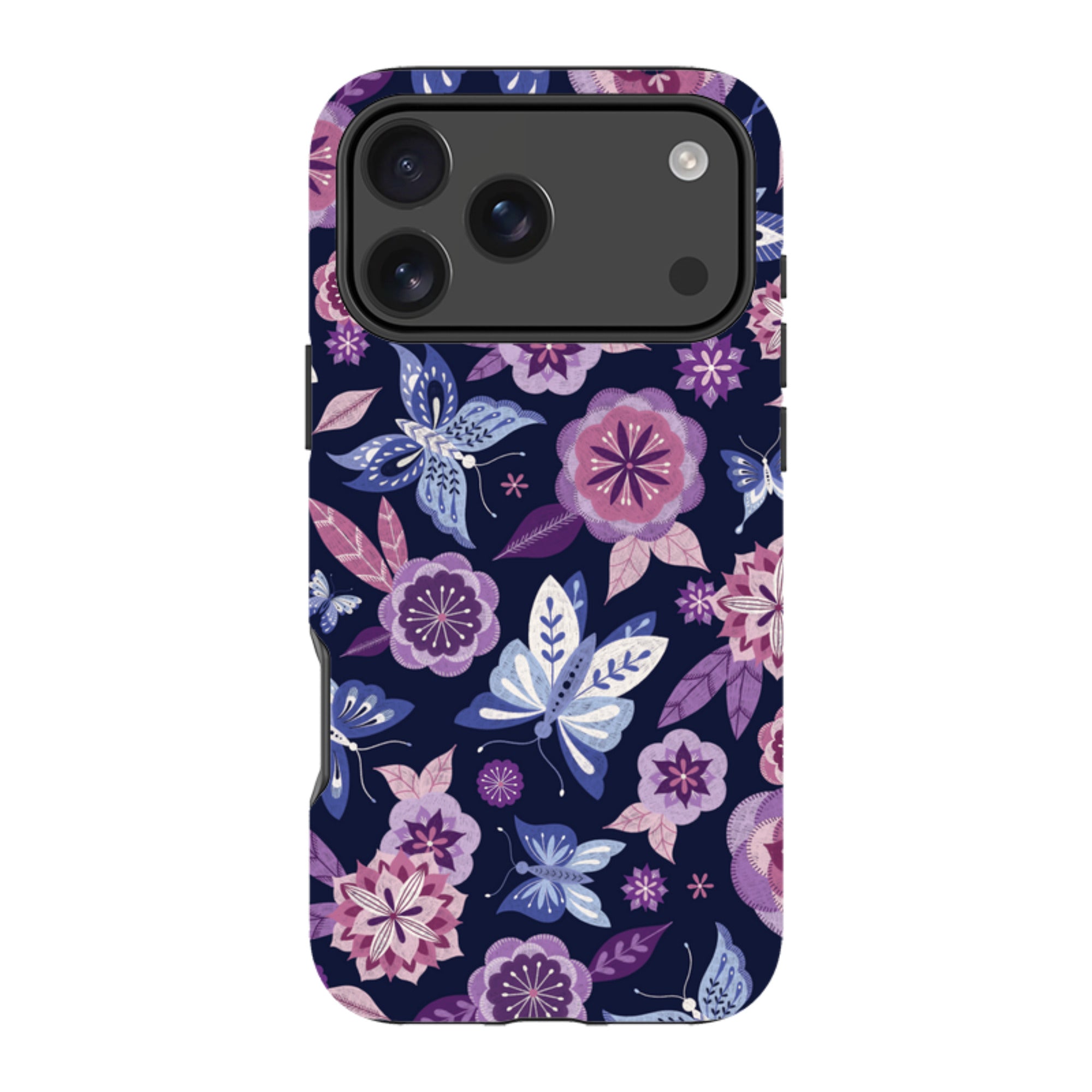 iPhone Tough Case - Butterfly Blooms Navy By Jenny Zemanek