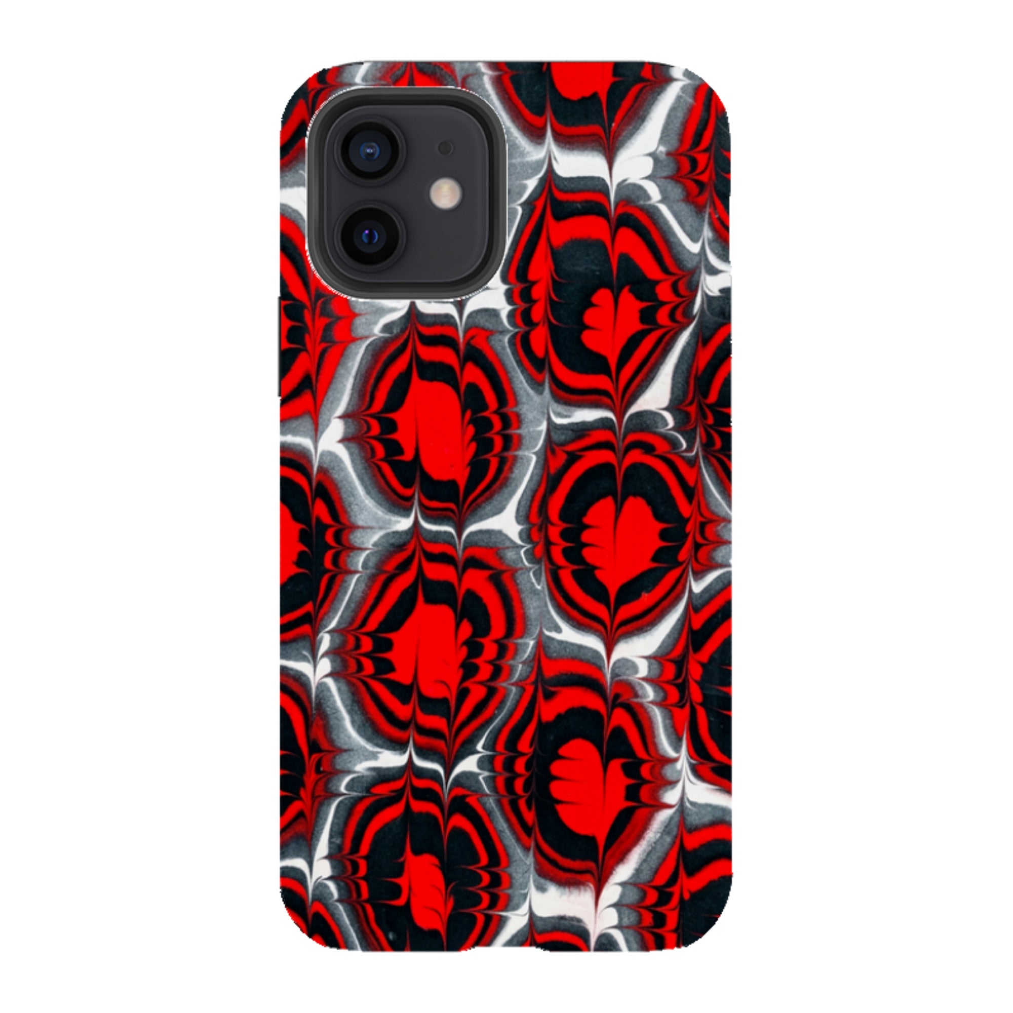 iPhone Tough Case - Red & Black Marble