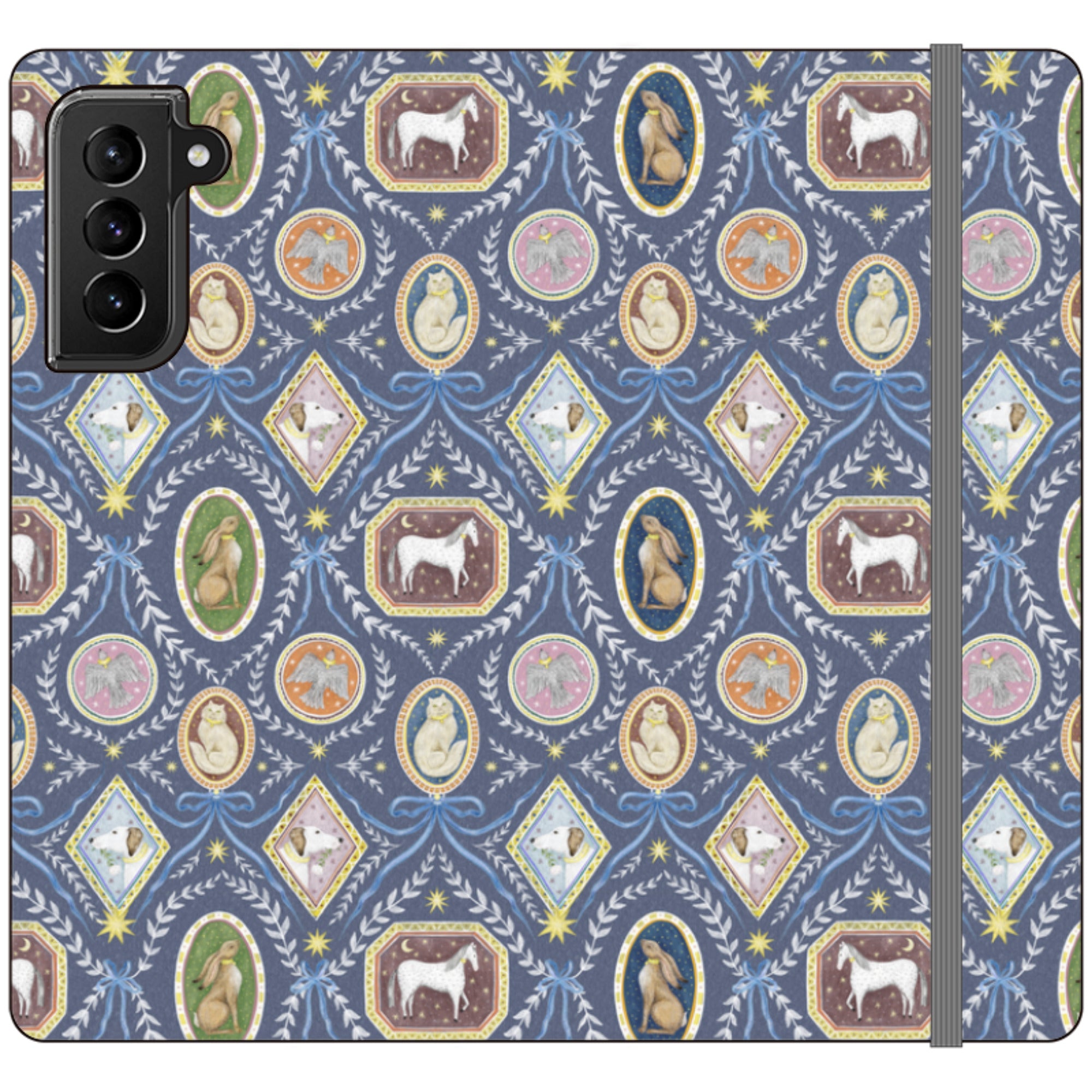 Charleston Dusk Blue Wallet Case By Catherine Rowe
