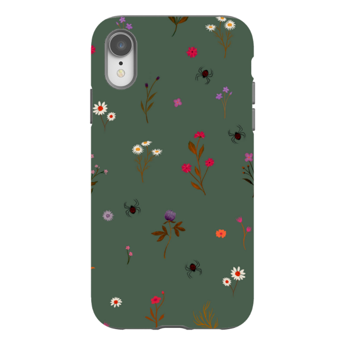iPhone Tough Case - Florals and Spiders - Pine By Katherine Quinn